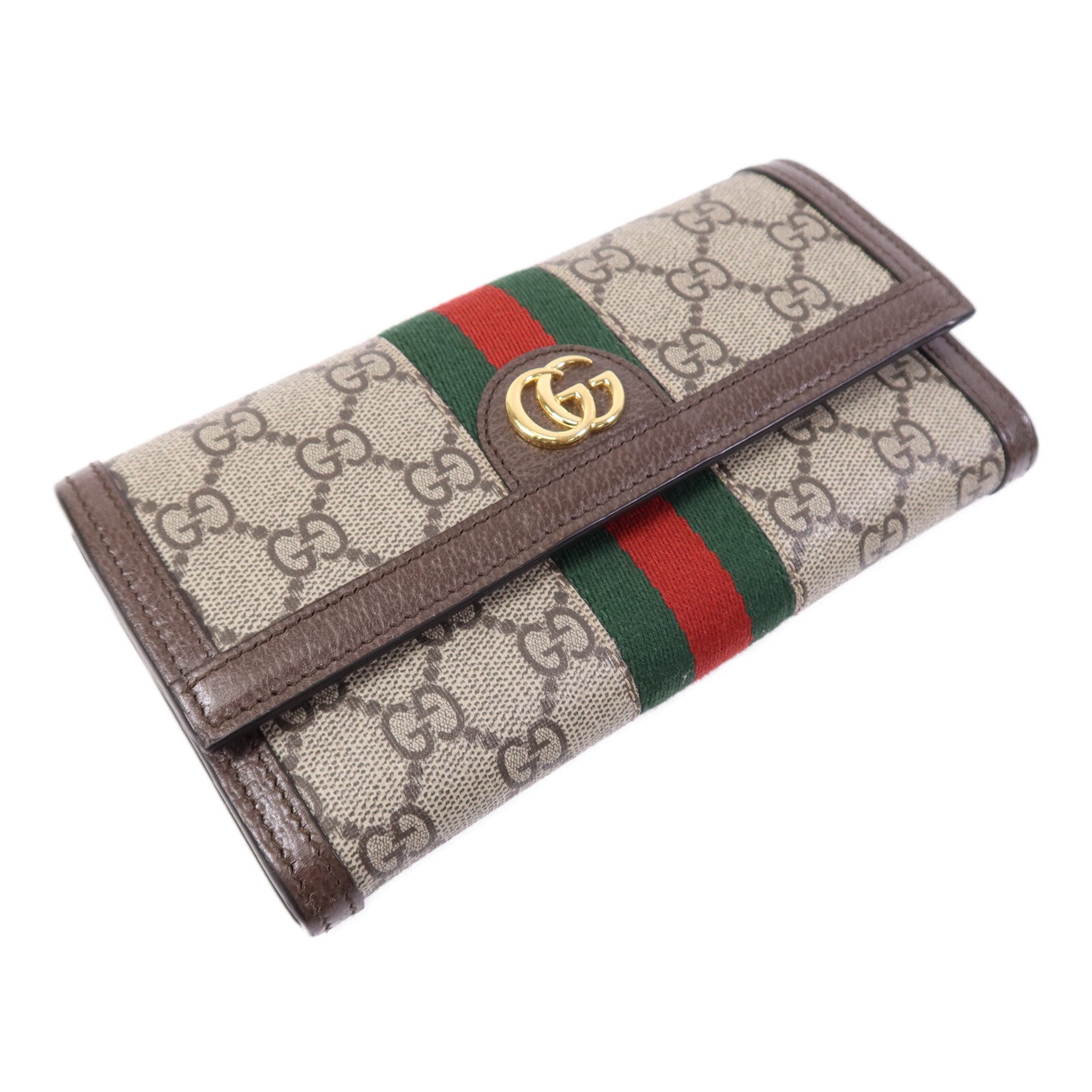 GUCCI 塗層帆布Ophidia GG金扣長錢包
