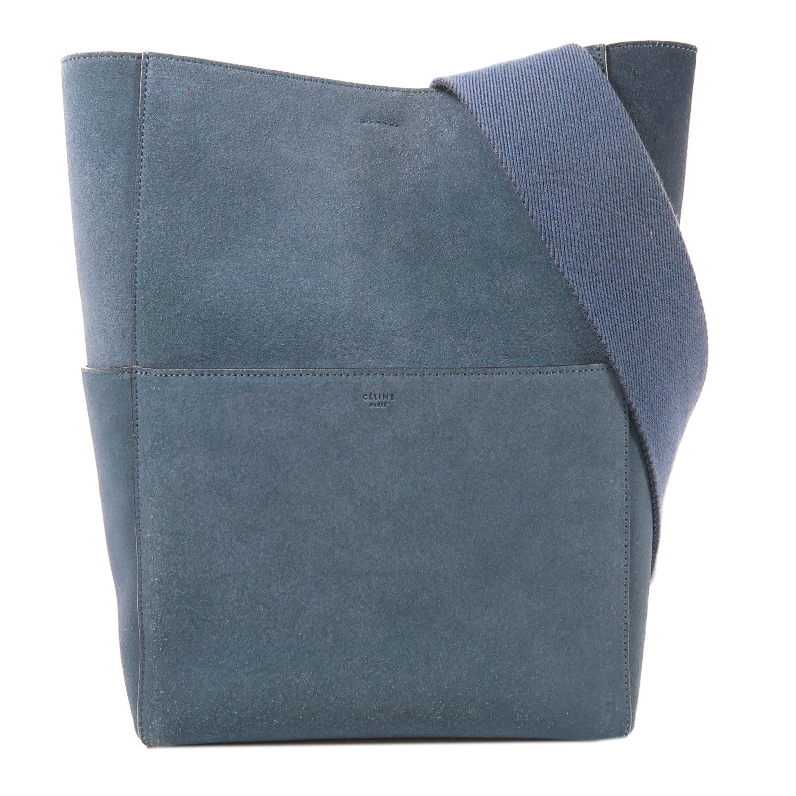 CELINE 皮革Shoulder Bag銀扣肩背袋藍色