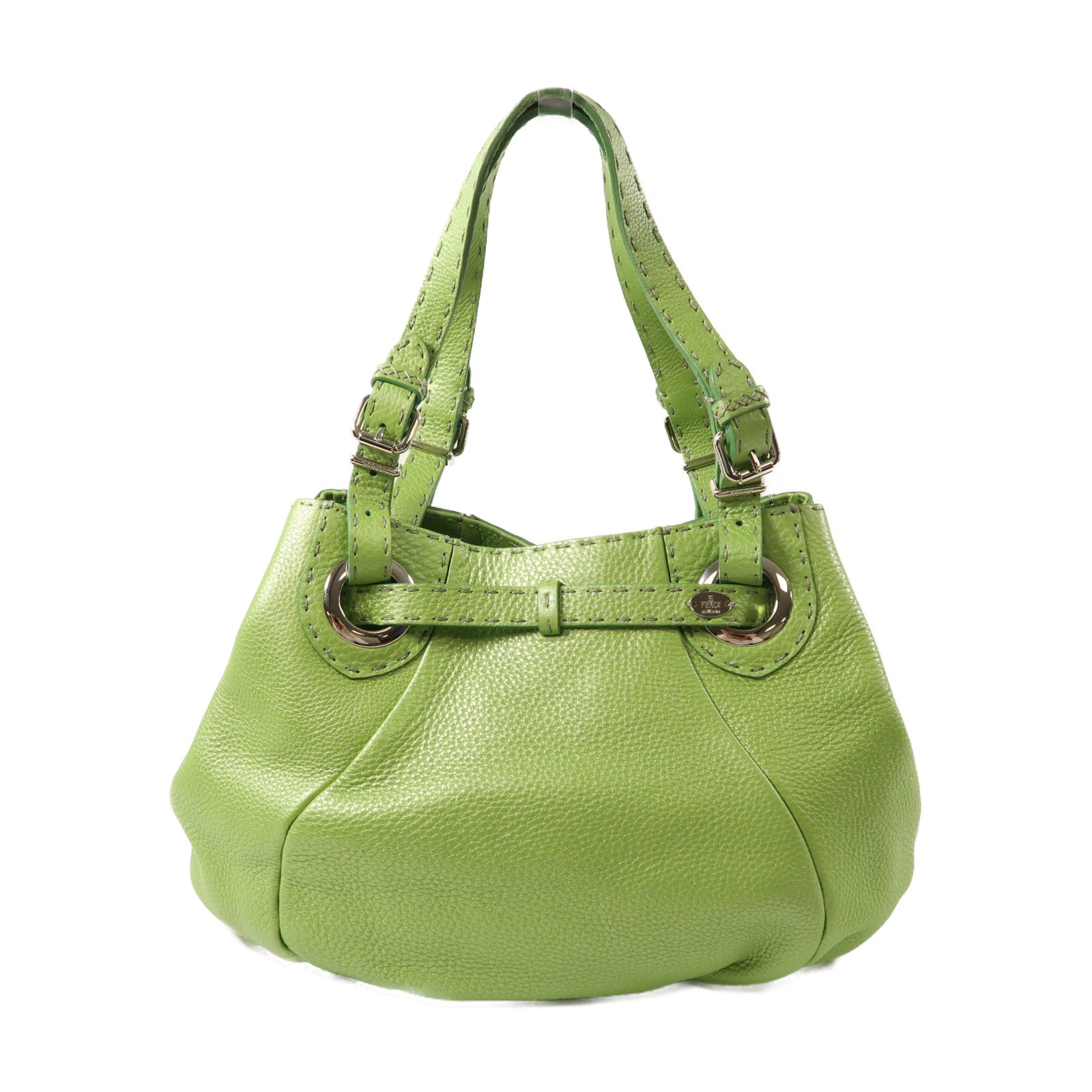 FENDI 牛皮皮革Shoulder Bag銀扣肩背袋綠色