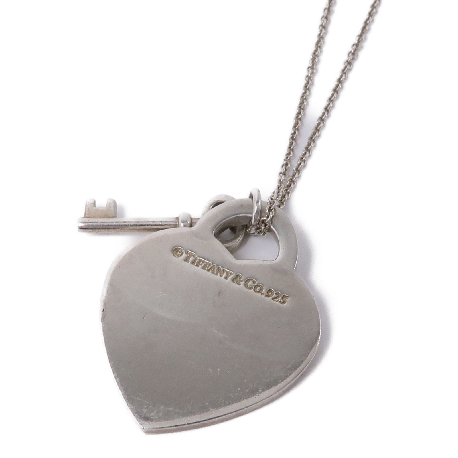 TIFFANY＆CO 925純銀Heart Tag with Key Necklace項鍊