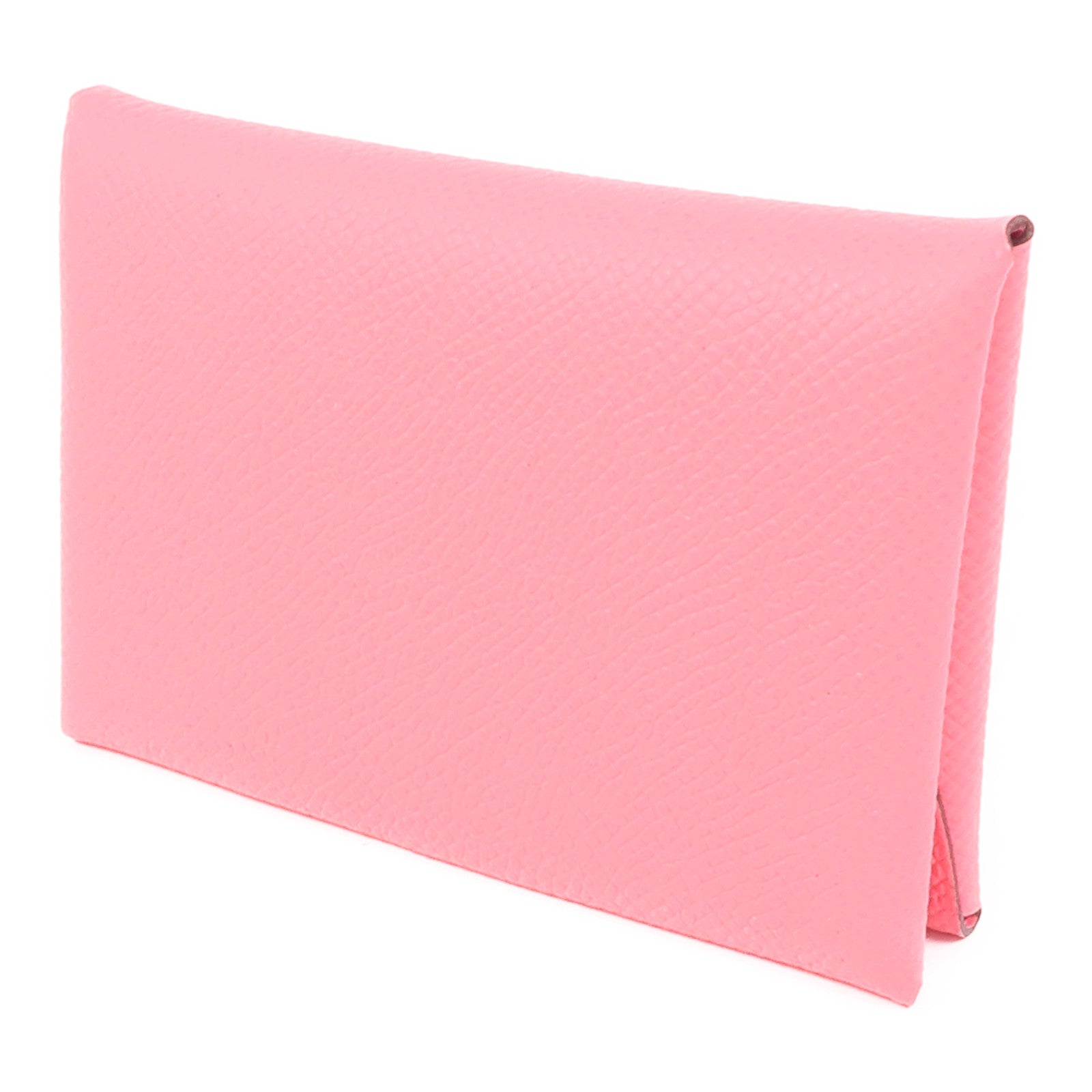 HERMES Epsom皮革Calvi Duo銀扣卡片套Rose Azalee