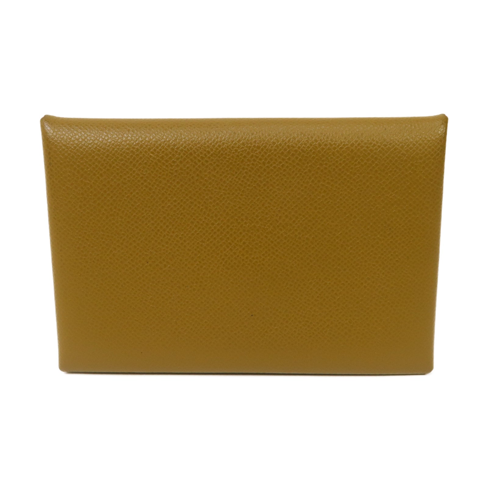 HERMES Epsom皮革Calvi Card Case銀扣卡片套棕色