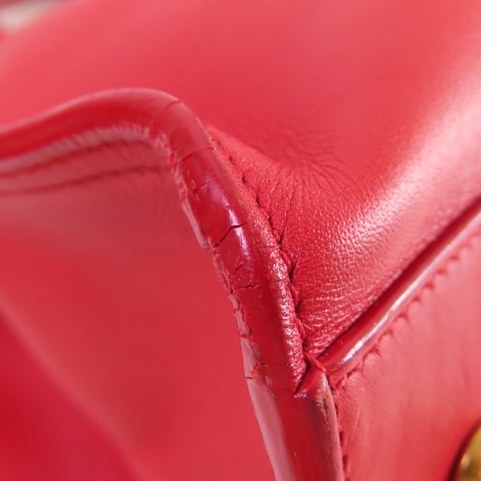 YVES SAINT LAURENT 【激減優惠】牛皮皮革2Way Shoulder Bag金扣手挽肩背兩用袋紅色