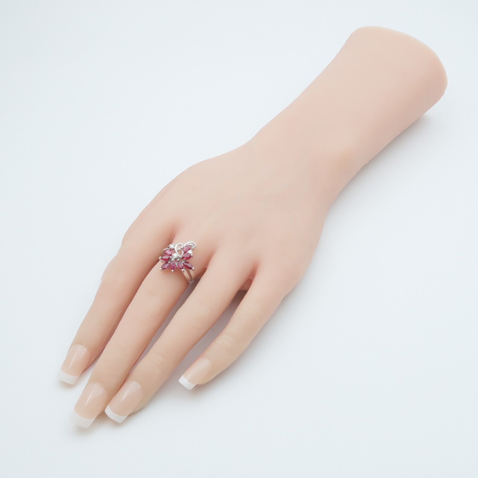 JEWELRY 18K白金Ruby Diamond Ring紅寶石/鑽石戒指US#6.25