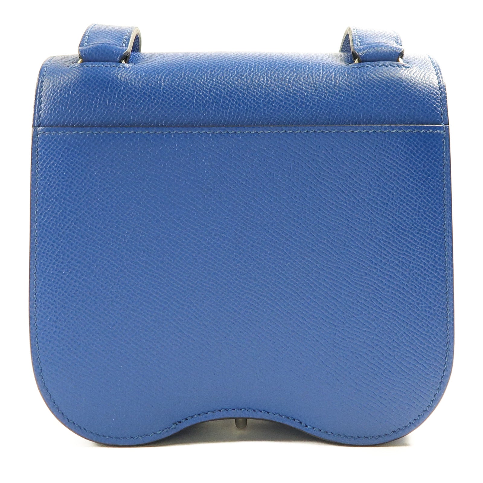 HERMES Epsom皮革Della Cavalleria Mini銀扣肩背袋Bleu Saphir