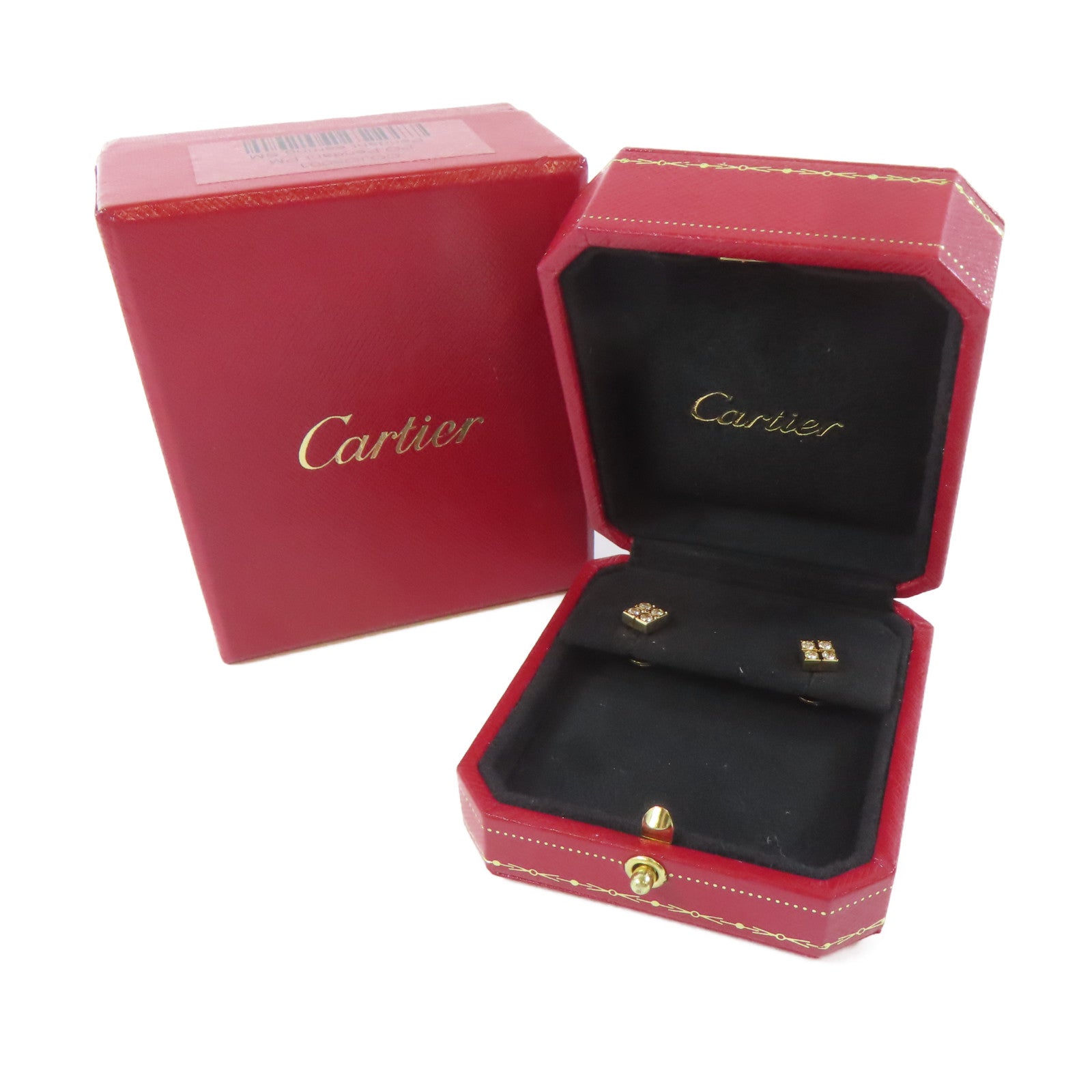 CARTIER 18K黃金Square Diamond Earrings鑽石耳環