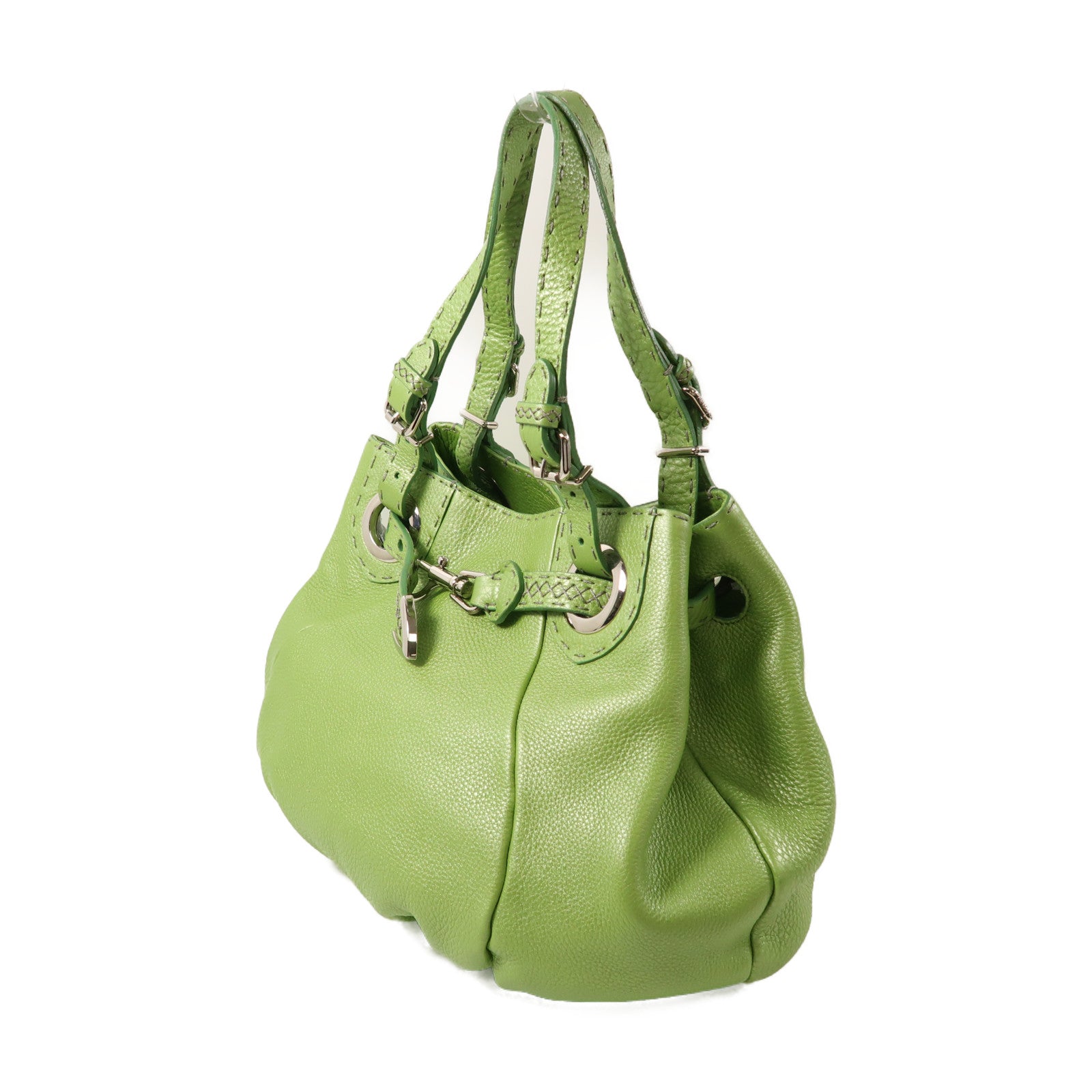 FENDI 牛皮皮革Shoulder Bag銀扣肩背袋綠色