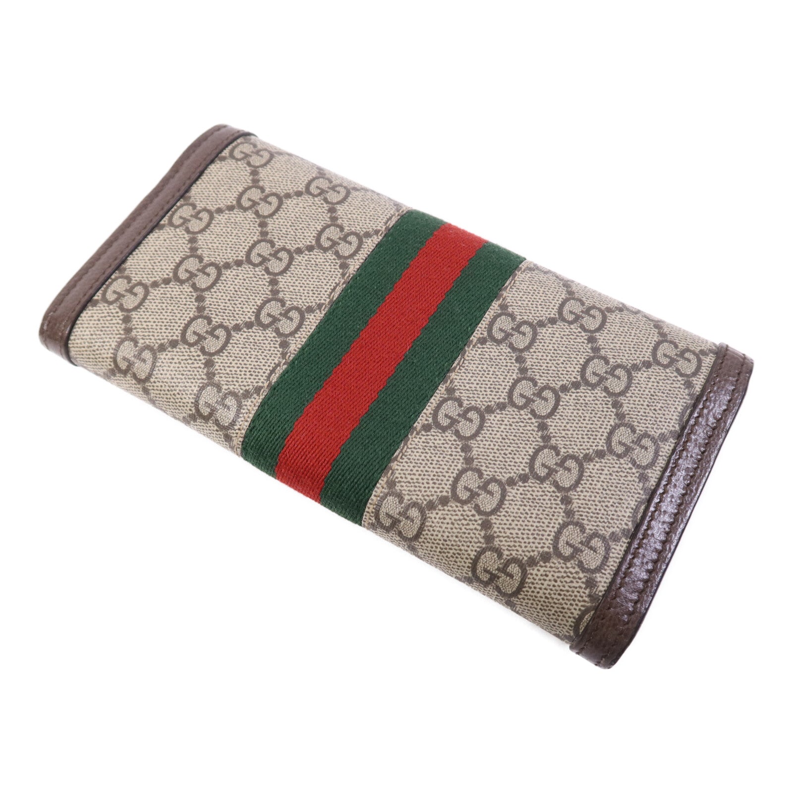 GUCCI 塗層帆布Ophidia GG金扣長錢包