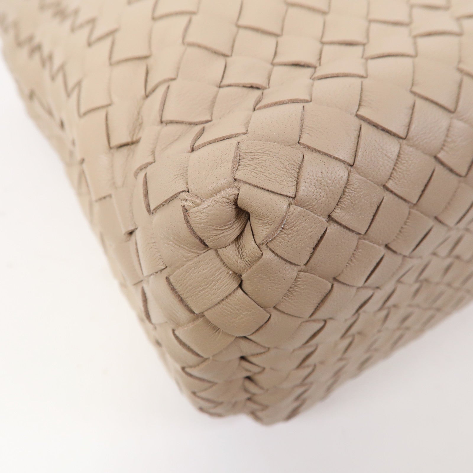 BOTTEGA VENETA 織紋皮革Shoulder Bag金扣肩背袋米色