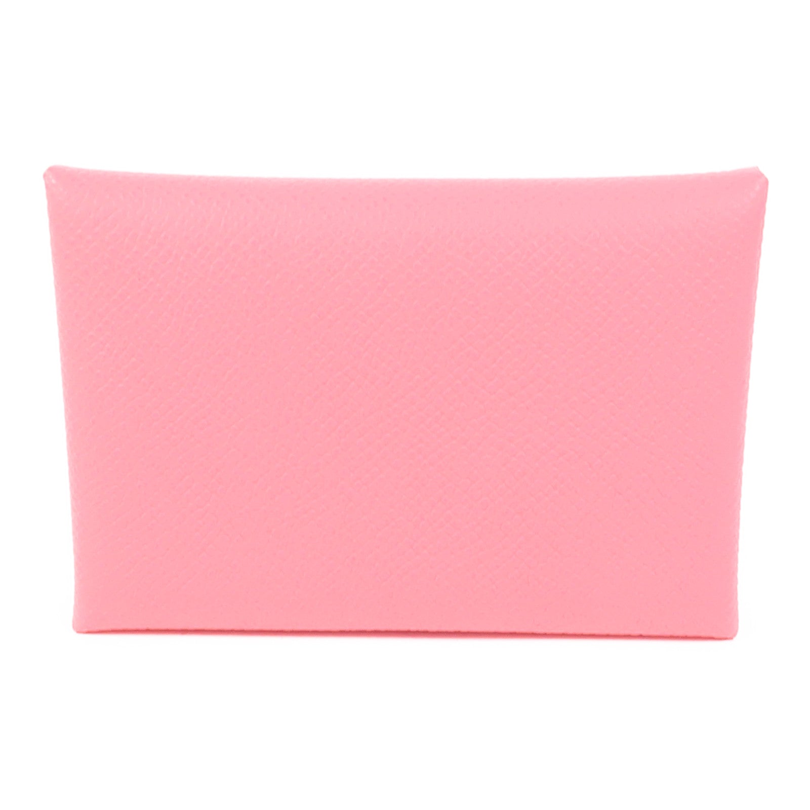 HERMES Epsom皮革Calvi Duo銀扣卡片套Rose Azalee