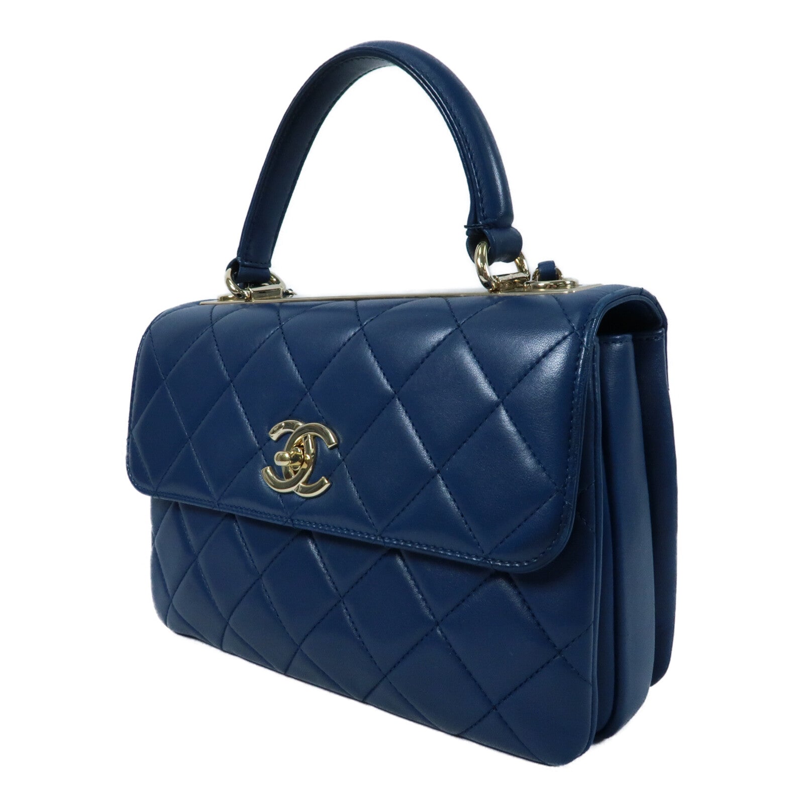 CHANEL 羊皮皮革Trendy CC金扣鏈帶手挽肩背兩用袋