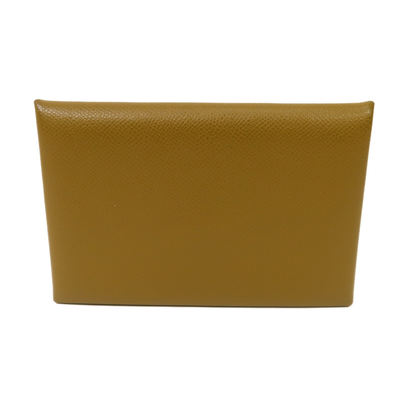 HERMES Epsom皮革Calvi Card Case銀扣卡片套棕色
