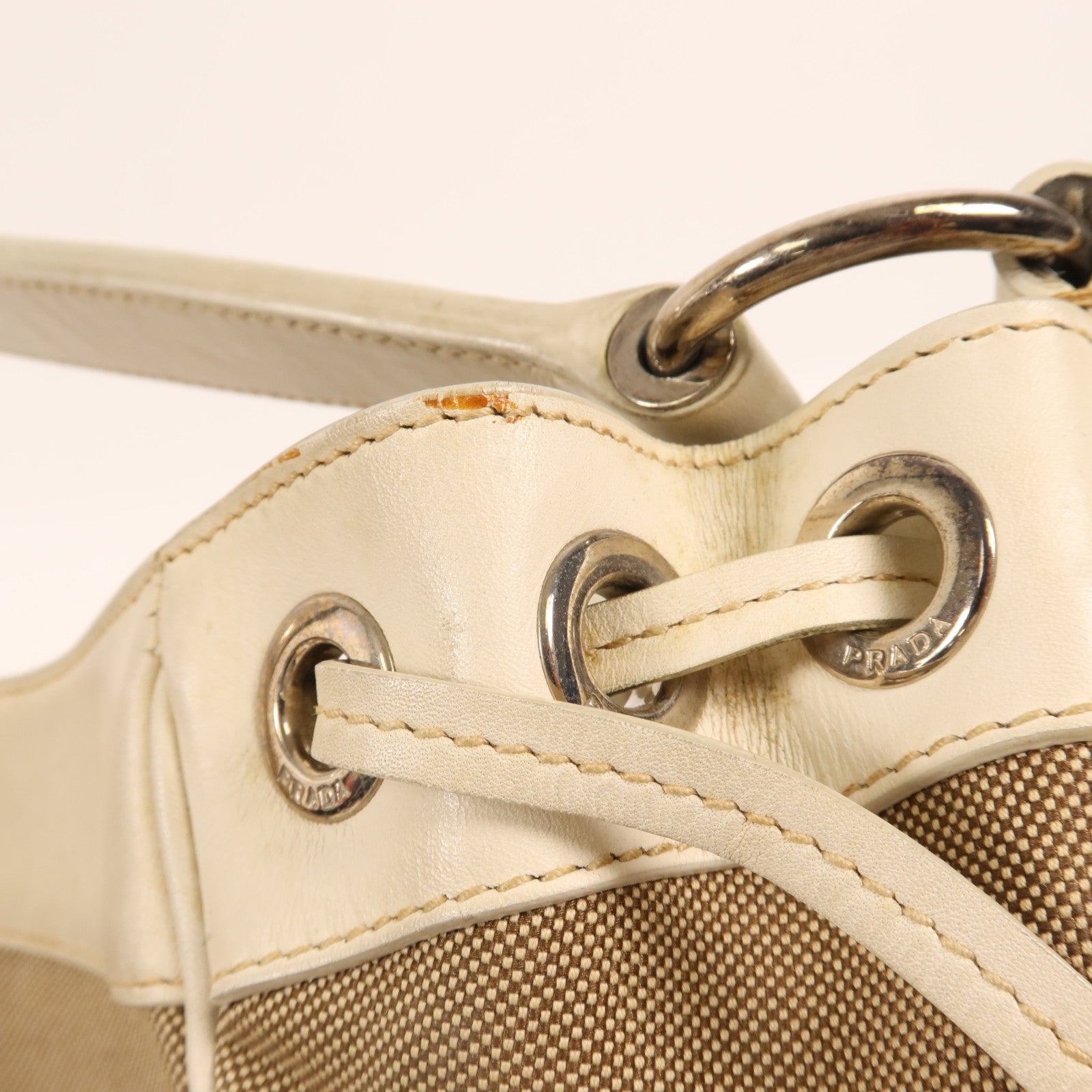 PRADA 帆布Shoulder Bag銀扣肩背袋