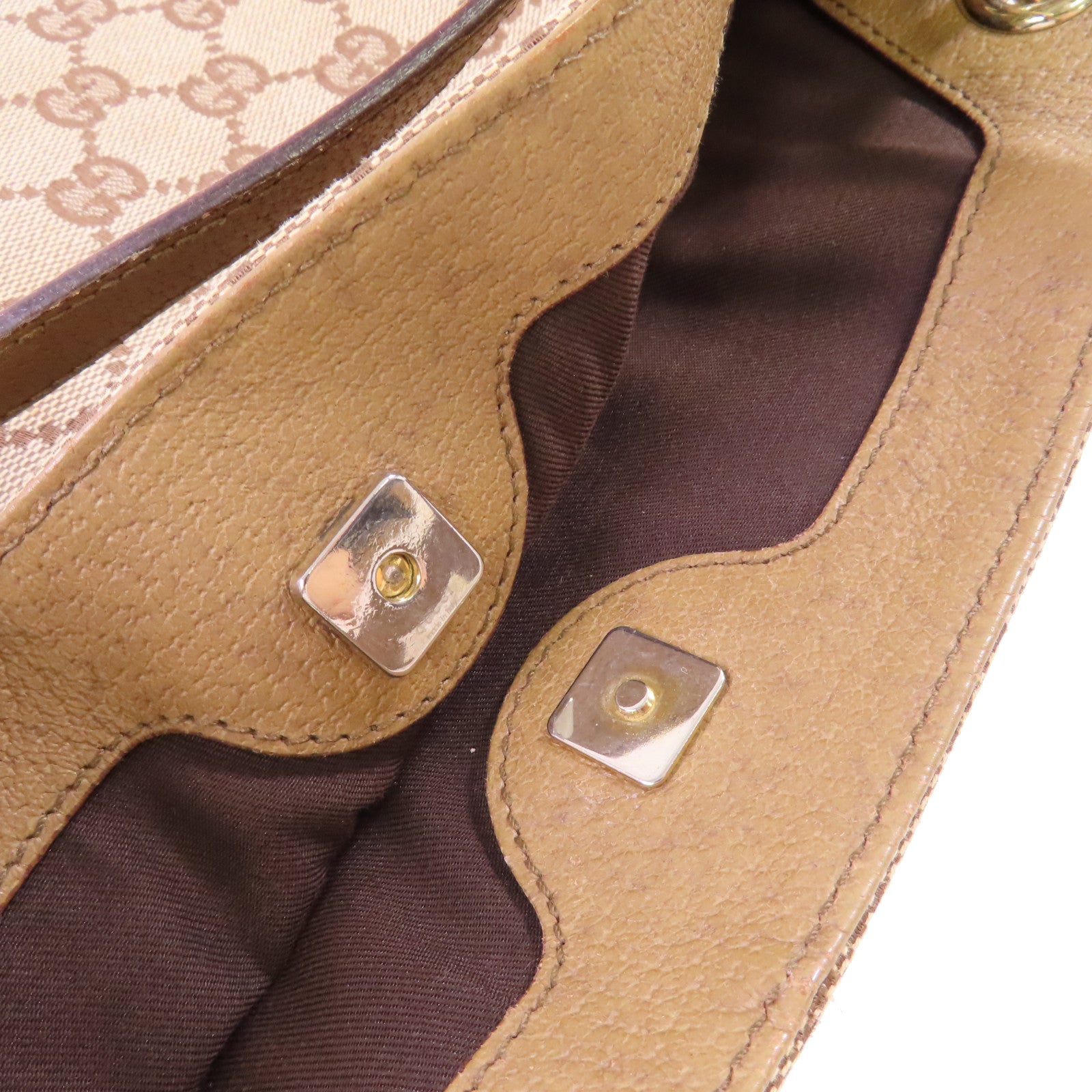 GUCCI GG帆布GG Tote Bag金扣肩背袋啡色