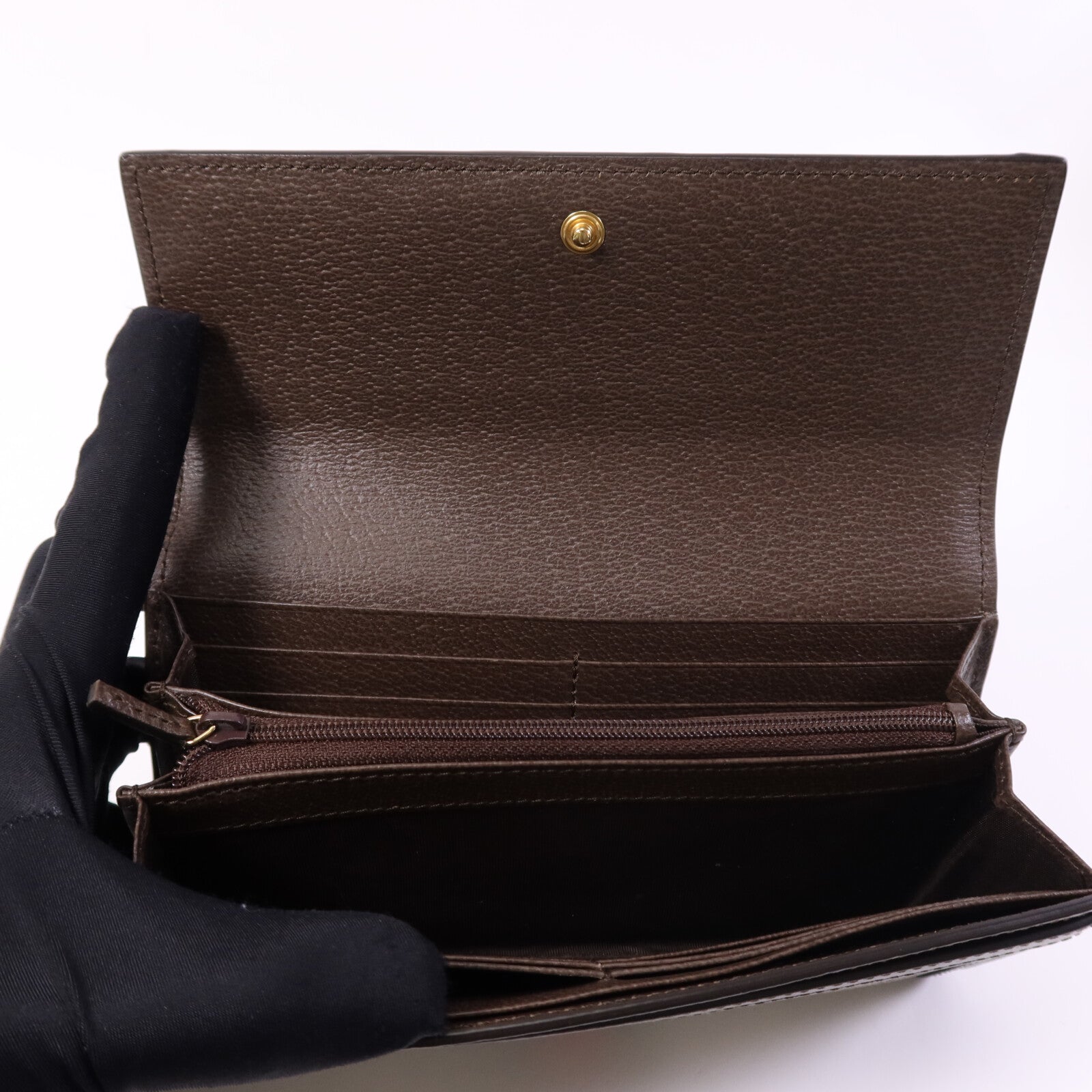 GUCCI 塗層帆布Ophidia GG金扣長錢包
