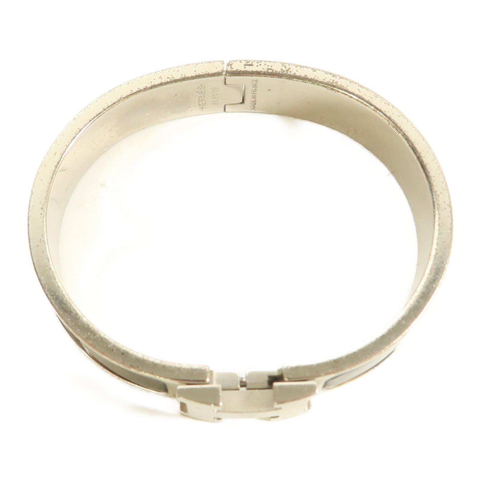 HERMES 金屬Clic H銀扣手鐲Noir