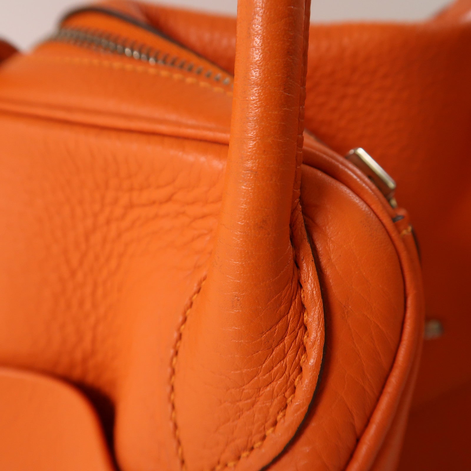 HERMES Clemence皮革Lindy 30銀扣手挽肩背兩用袋橙色