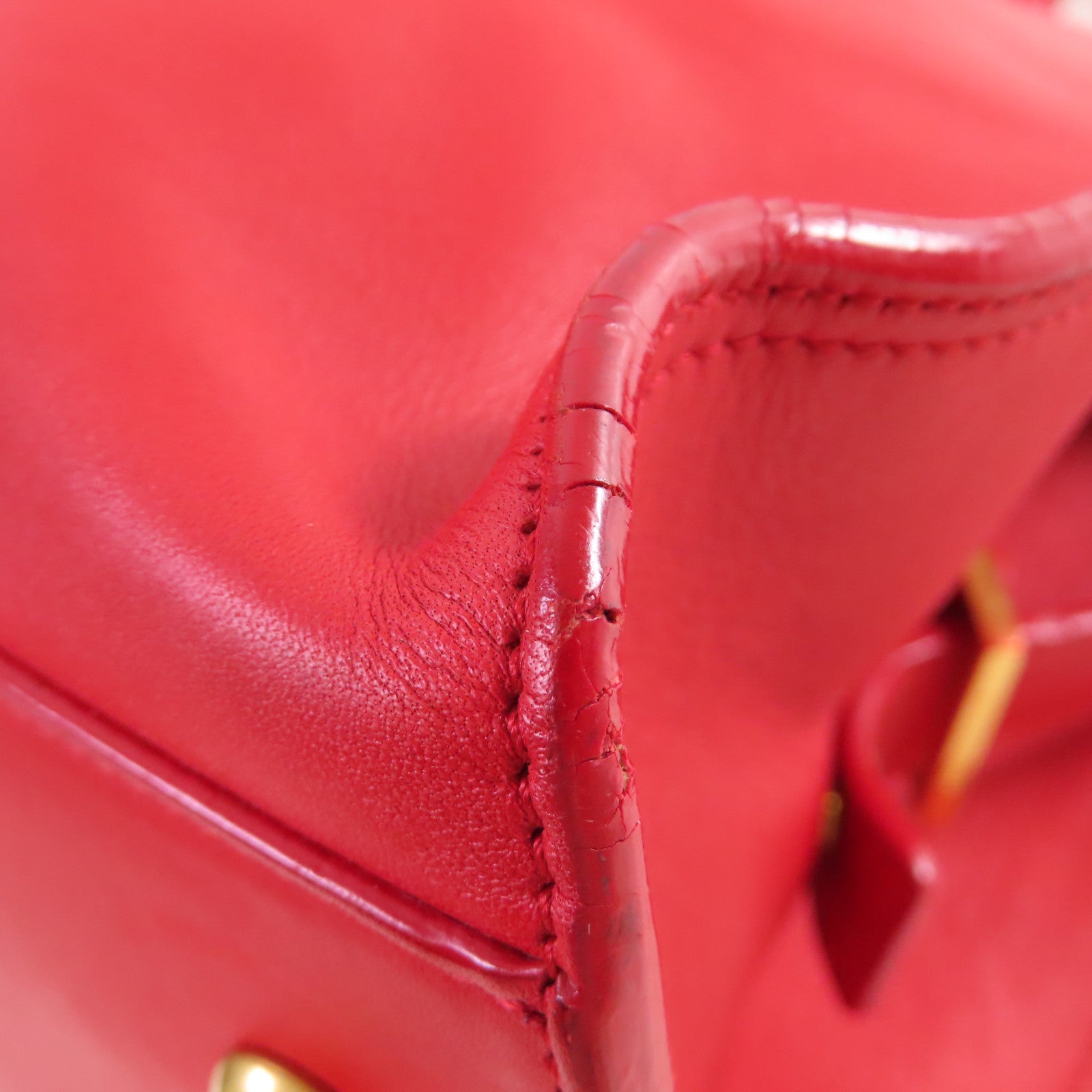 YVES SAINT LAURENT 【激減優惠】牛皮皮革2Way Shoulder Bag金扣手挽肩背兩用袋紅色