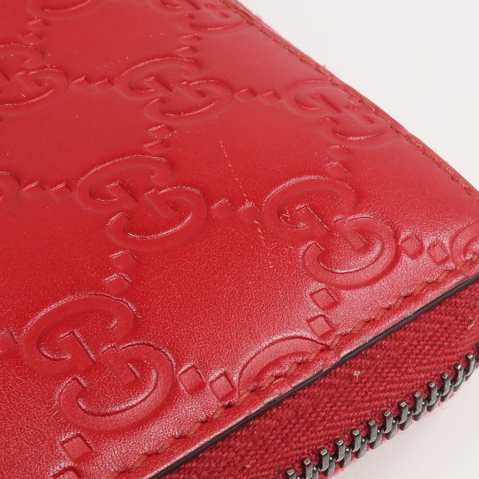 GUCCI 【激減優惠】牛皮皮革Zipper Long Wallet銀扣長錢包