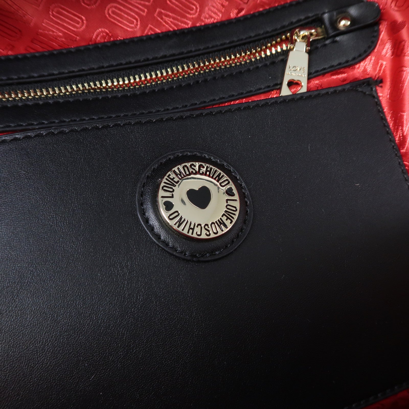 LOVE MOSCHINO 皮革Love Moschino Backpack金扣背包黑色