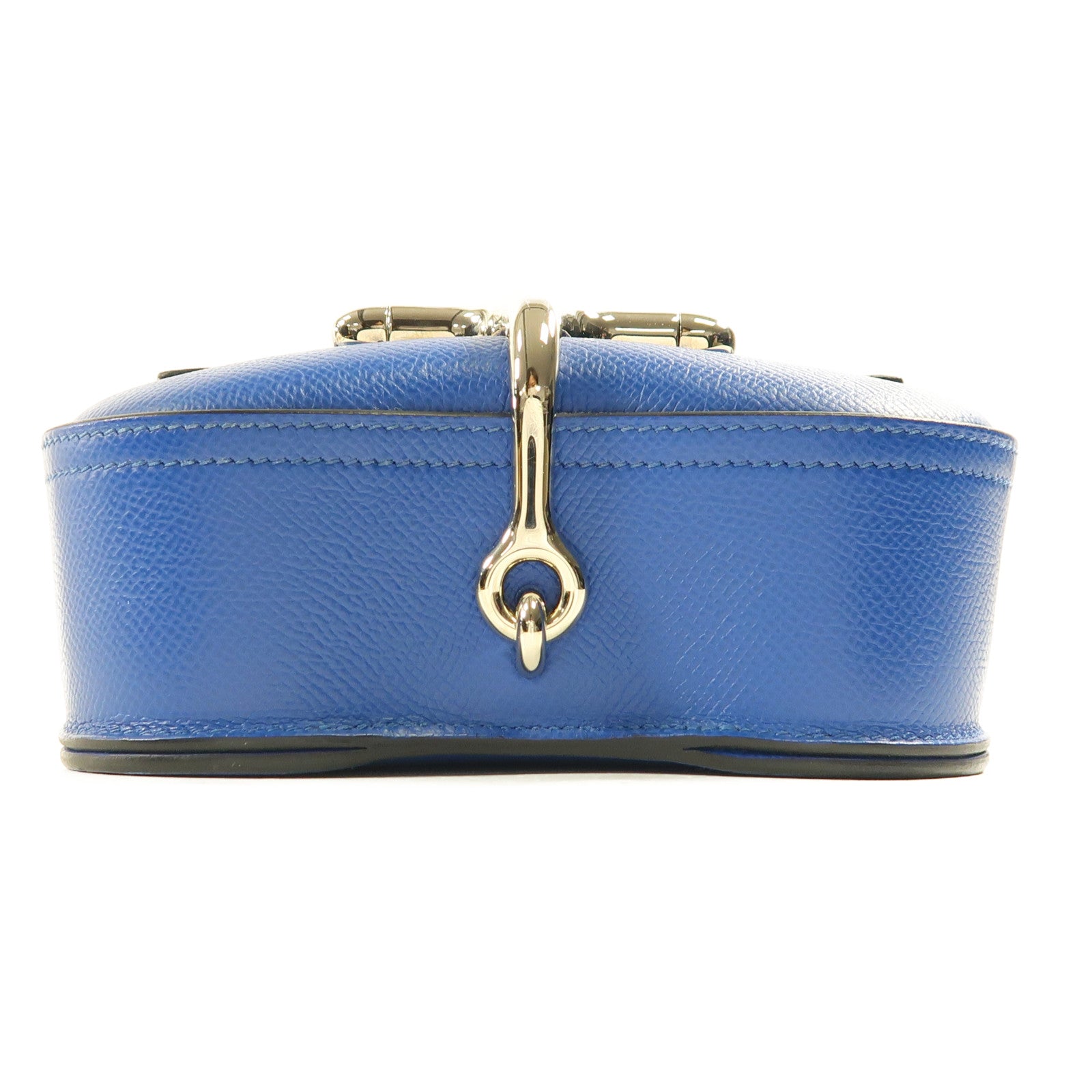 HERMES Epsom皮革Della Cavalleria Mini銀扣肩背袋Bleu Saphir