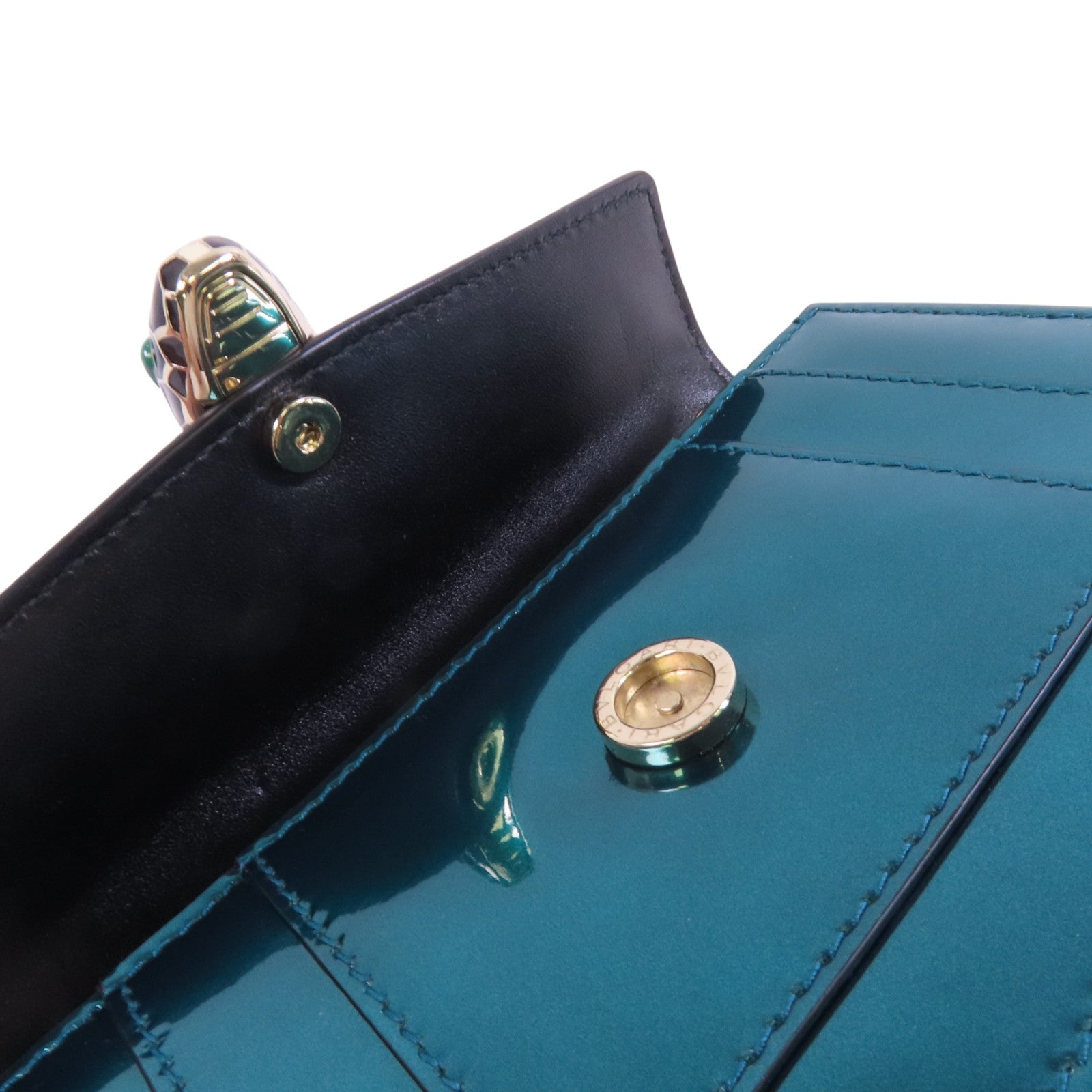 BVLGARI 漆皮皮革Serpenti Forever Mini Bag金扣鏈帶肩背袋