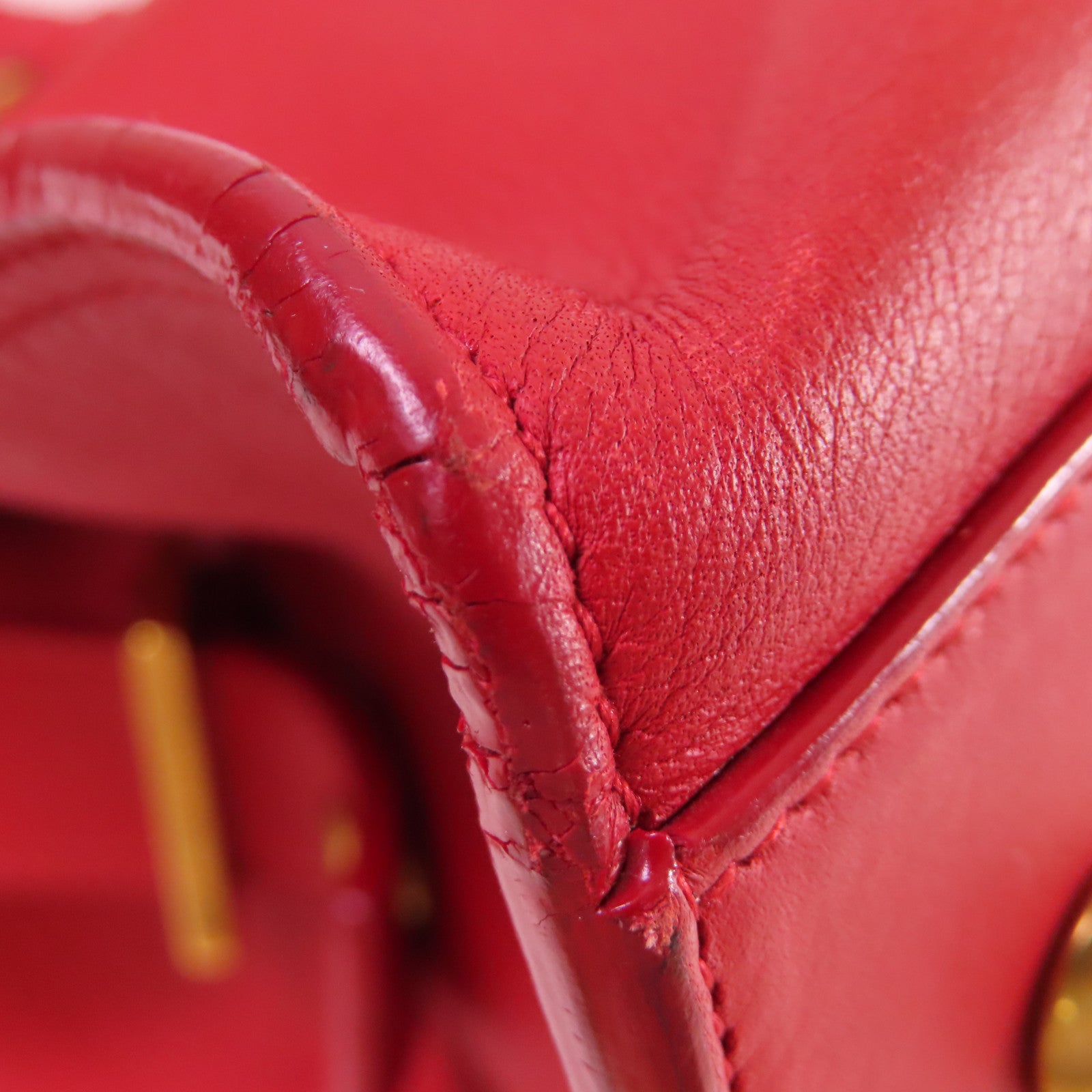 YVES SAINT LAURENT 【激減優惠】牛皮皮革2Way Shoulder Bag金扣手挽肩背兩用袋紅色