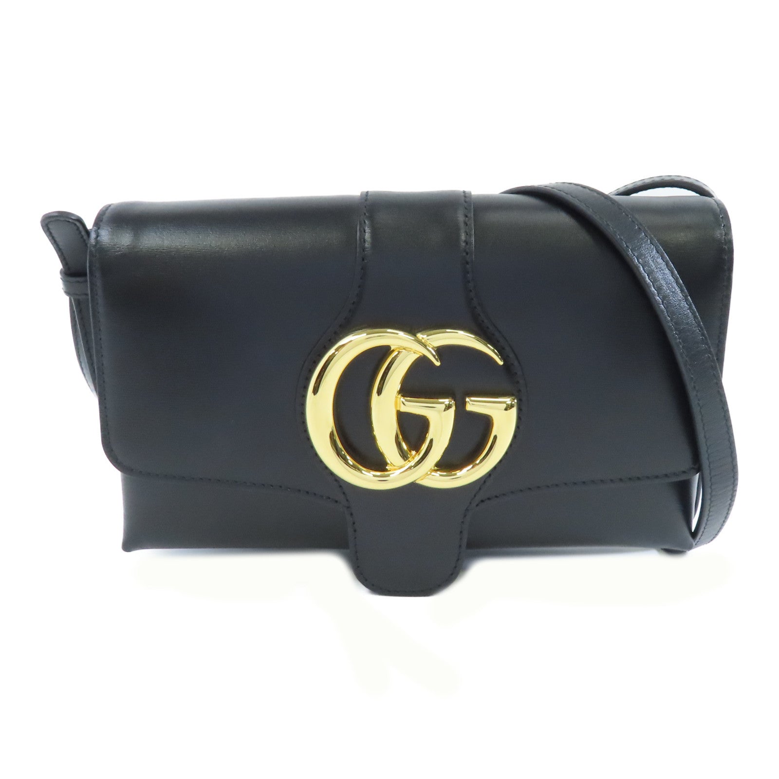 GUCCI 牛皮皮革Double GG Shoulder Bag金扣肩背袋黑色