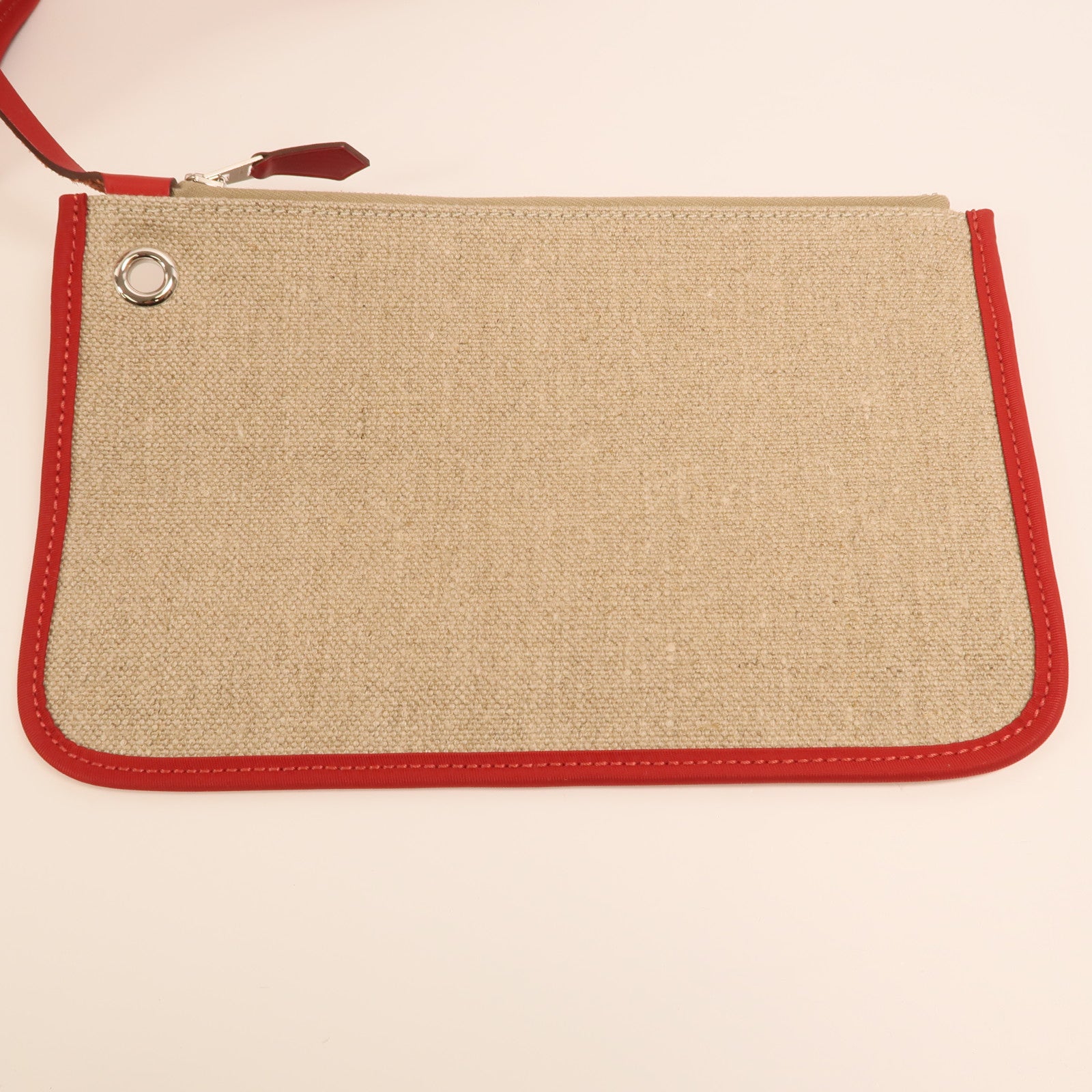 HERMES Toile H帆布Herbag PM手挽肩背兩用袋Rouge Piment/Bordeaux