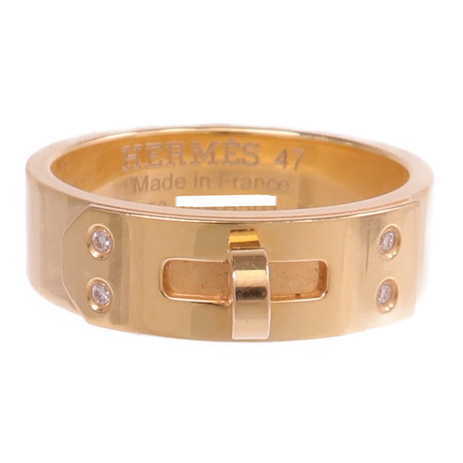 HERMES 【激減優惠】18K玫瑰金Kelly Ring鑽石戒指Hermes#47/US#4.25