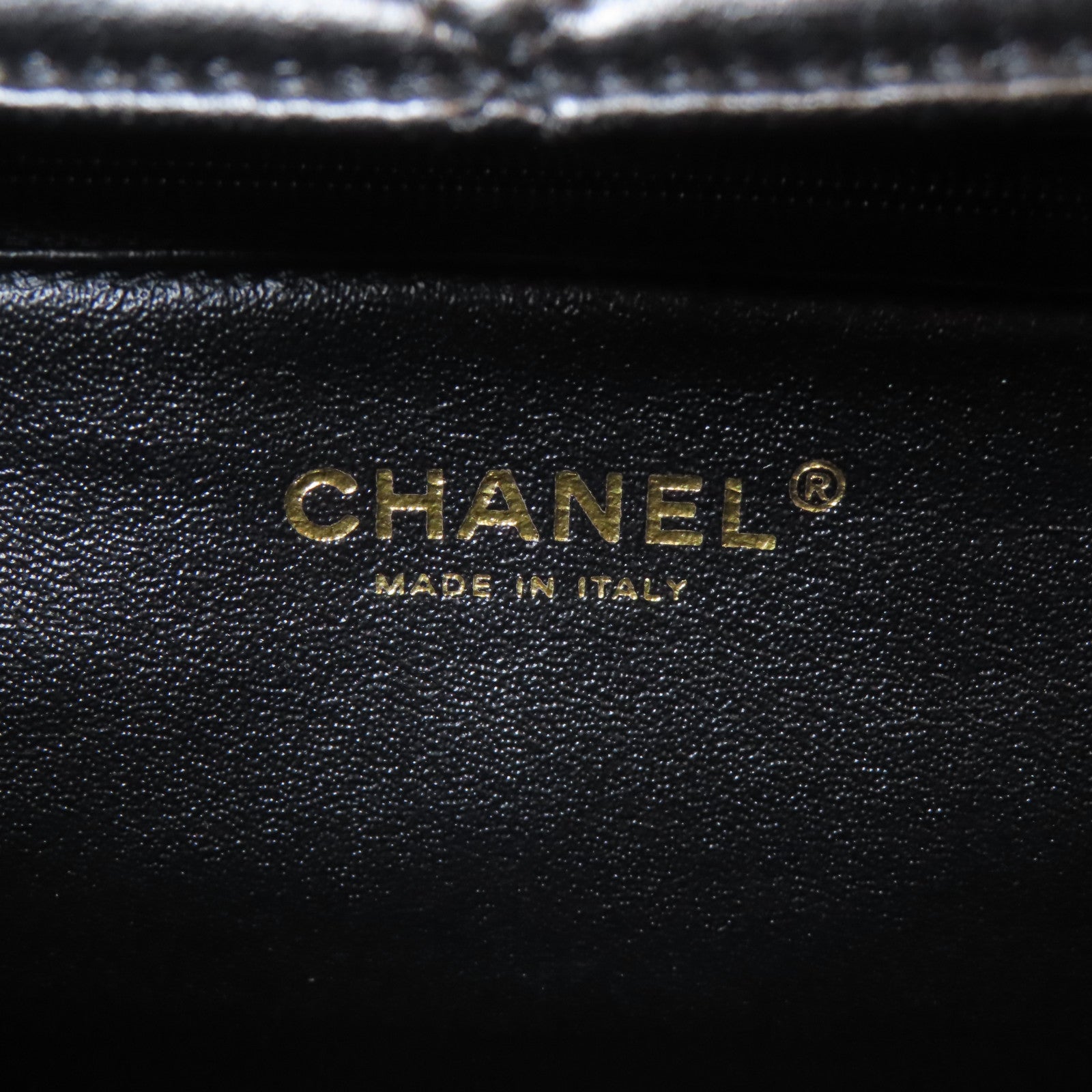CHANEL 菱格羊皮皮革Chain Tote金扣鏈帶肩背袋黑色