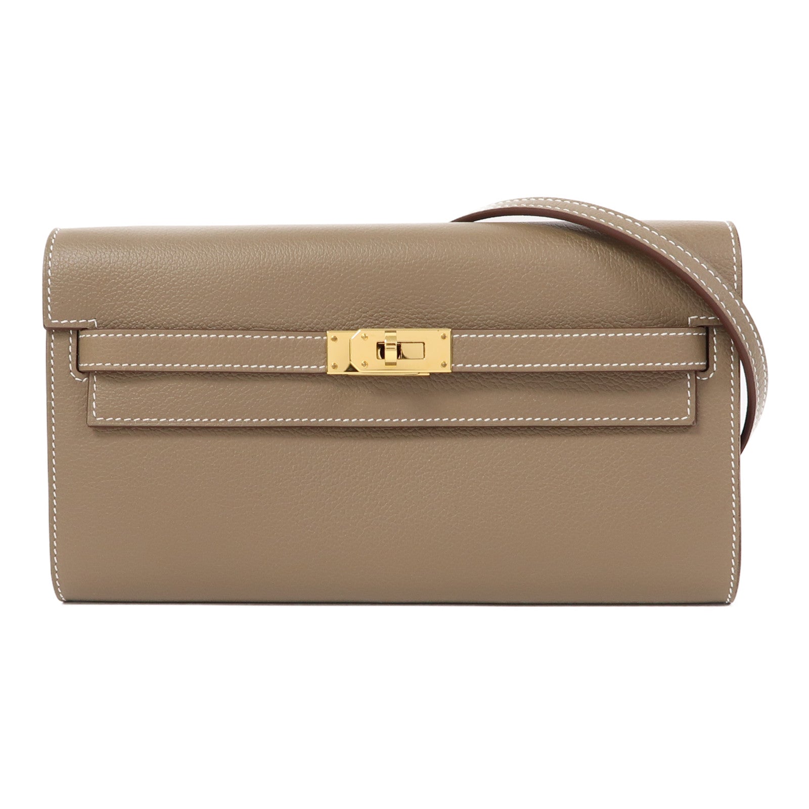 HERMES Evercolor皮革Kelly To Go金扣肩背袋大象灰色