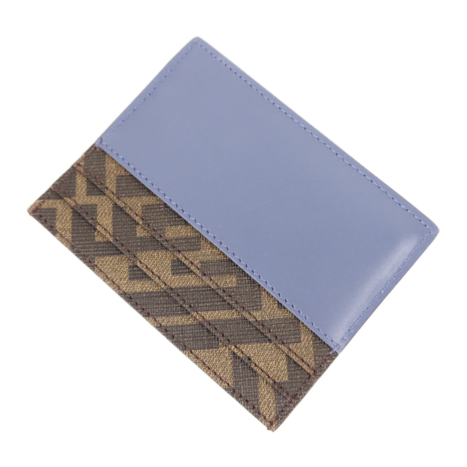 FENDI SHW Squared Card Case Leather/Coated Canvas Blue/Brown