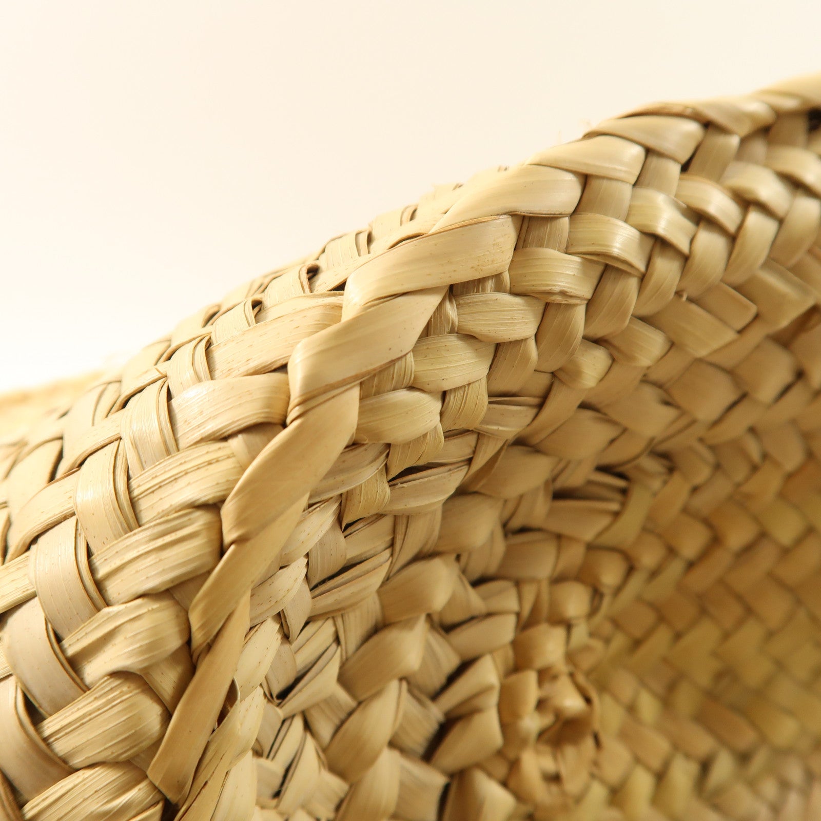 LOEWE Raffia Leather Trimmed Basket Bag銀扣肩背袋