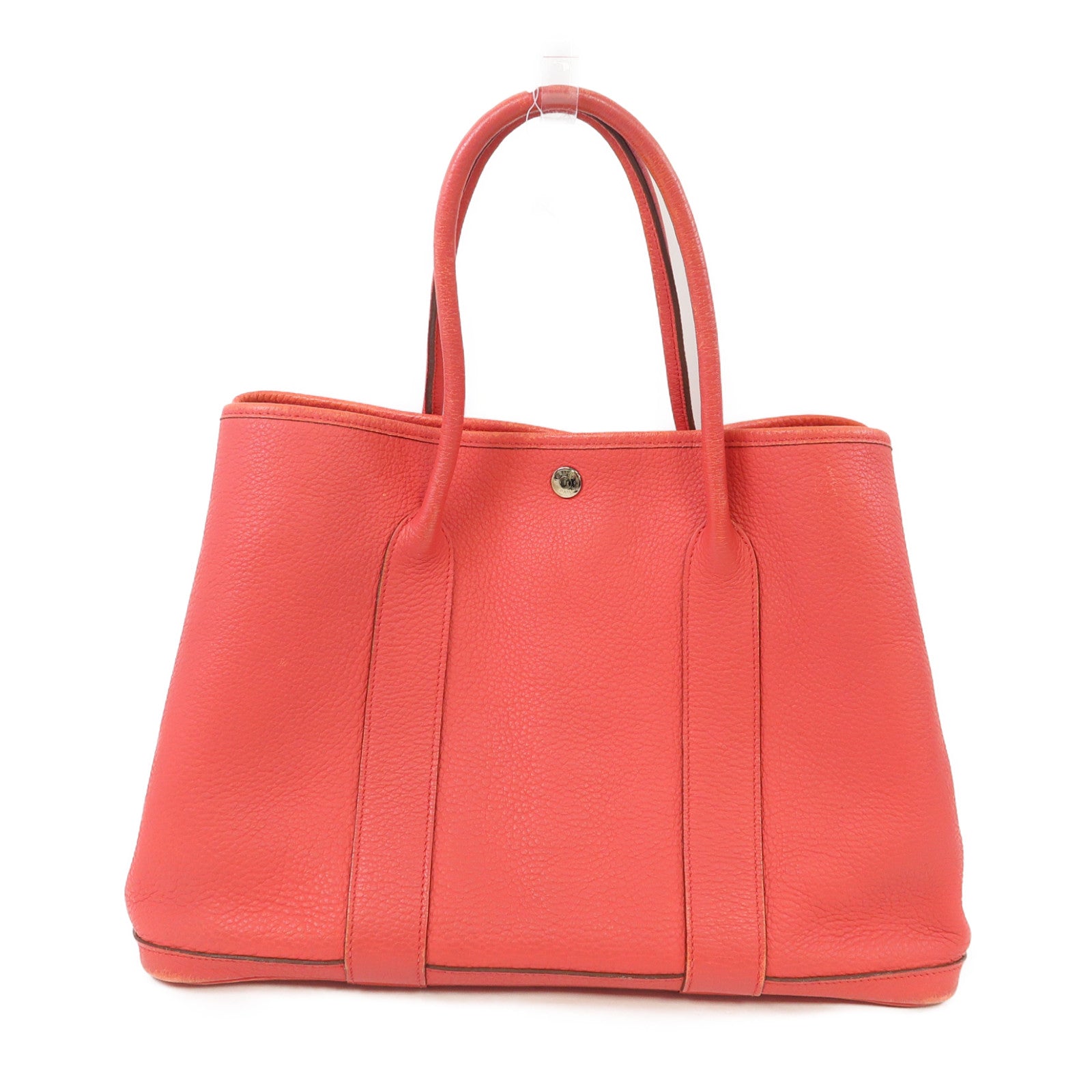 HERMES 【激減優惠】Negonda皮革Garden Party PM銀扣手挽袋杜鵑紅色