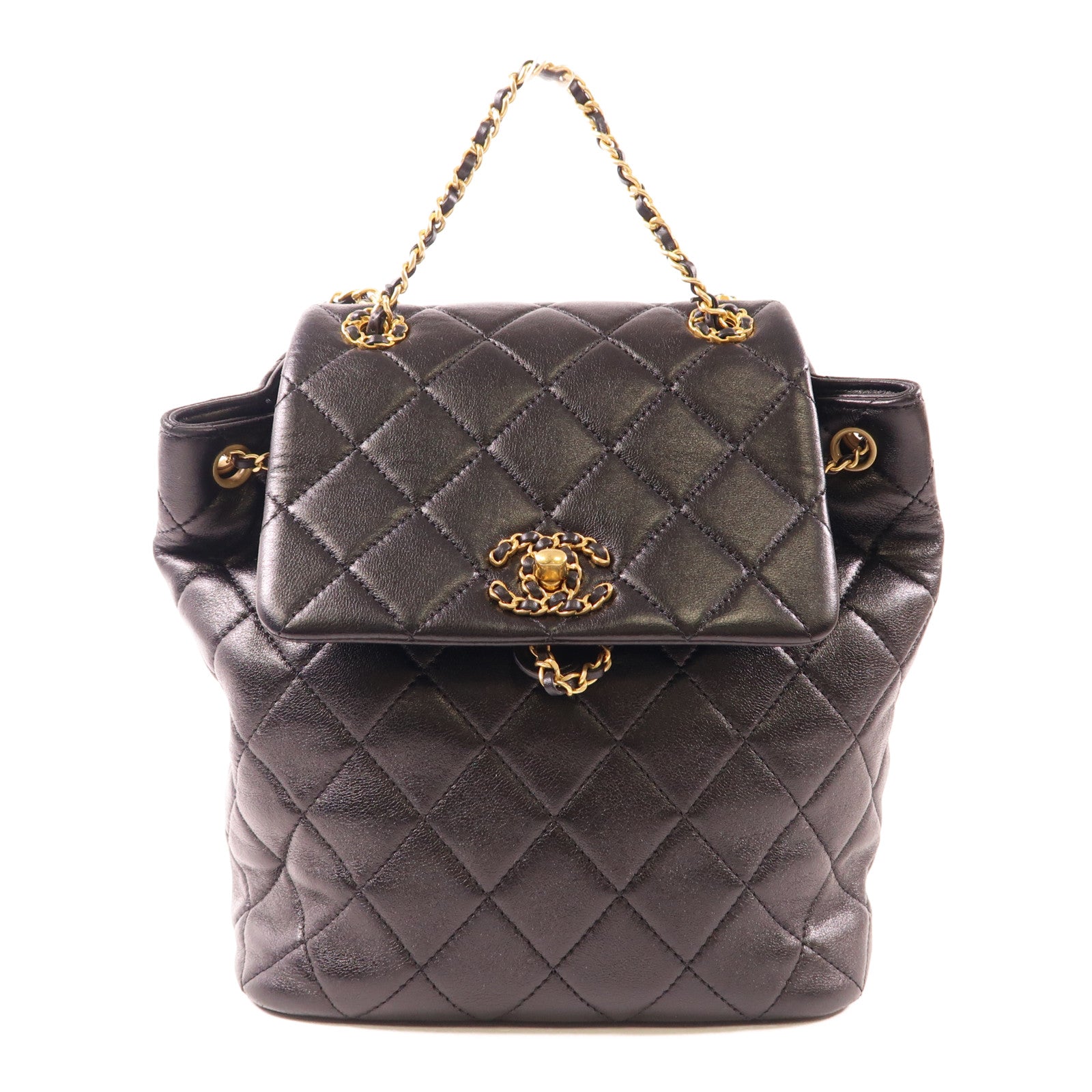 CHANEL 羊皮皮革C19 Backpack金扣背包