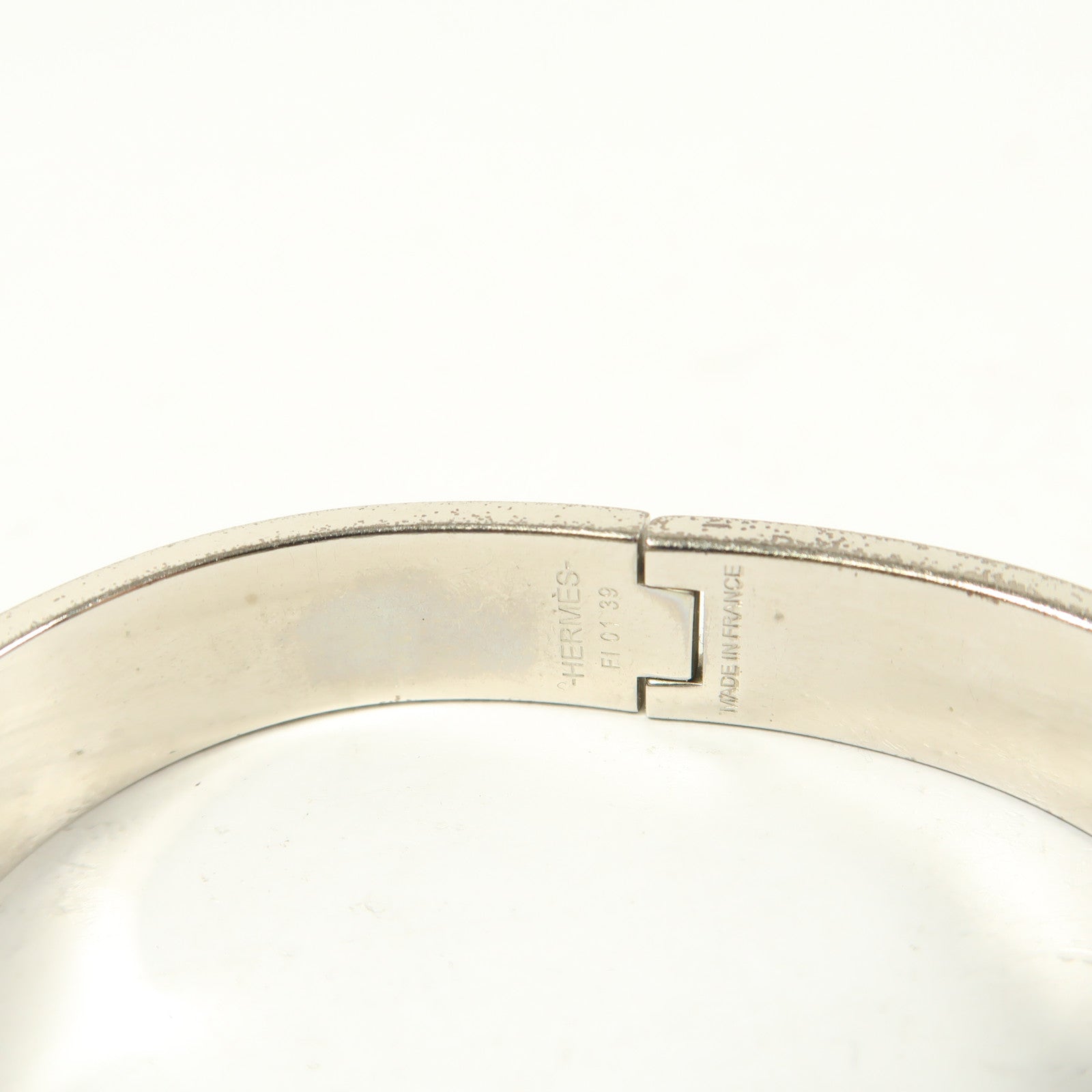 HERMES 金屬Clic H銀扣手鐲Noir