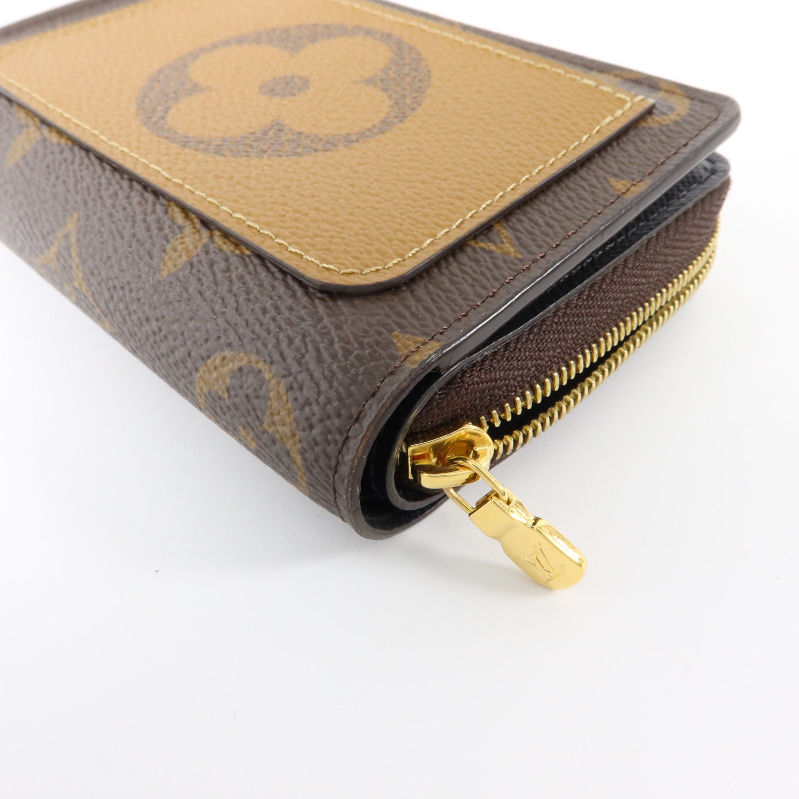 LOUIS VUITTON Monogram Reverse Lou Wallet金扣錢包