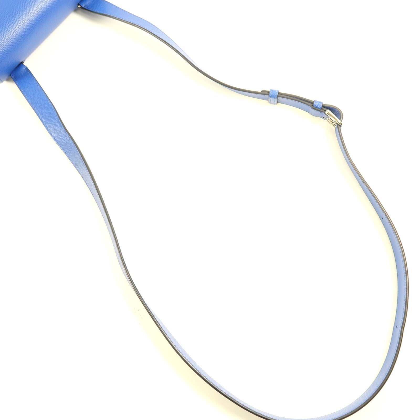 HERMES Epsom皮革Della Cavalleria Mini銀扣肩背袋Bleu Saphir