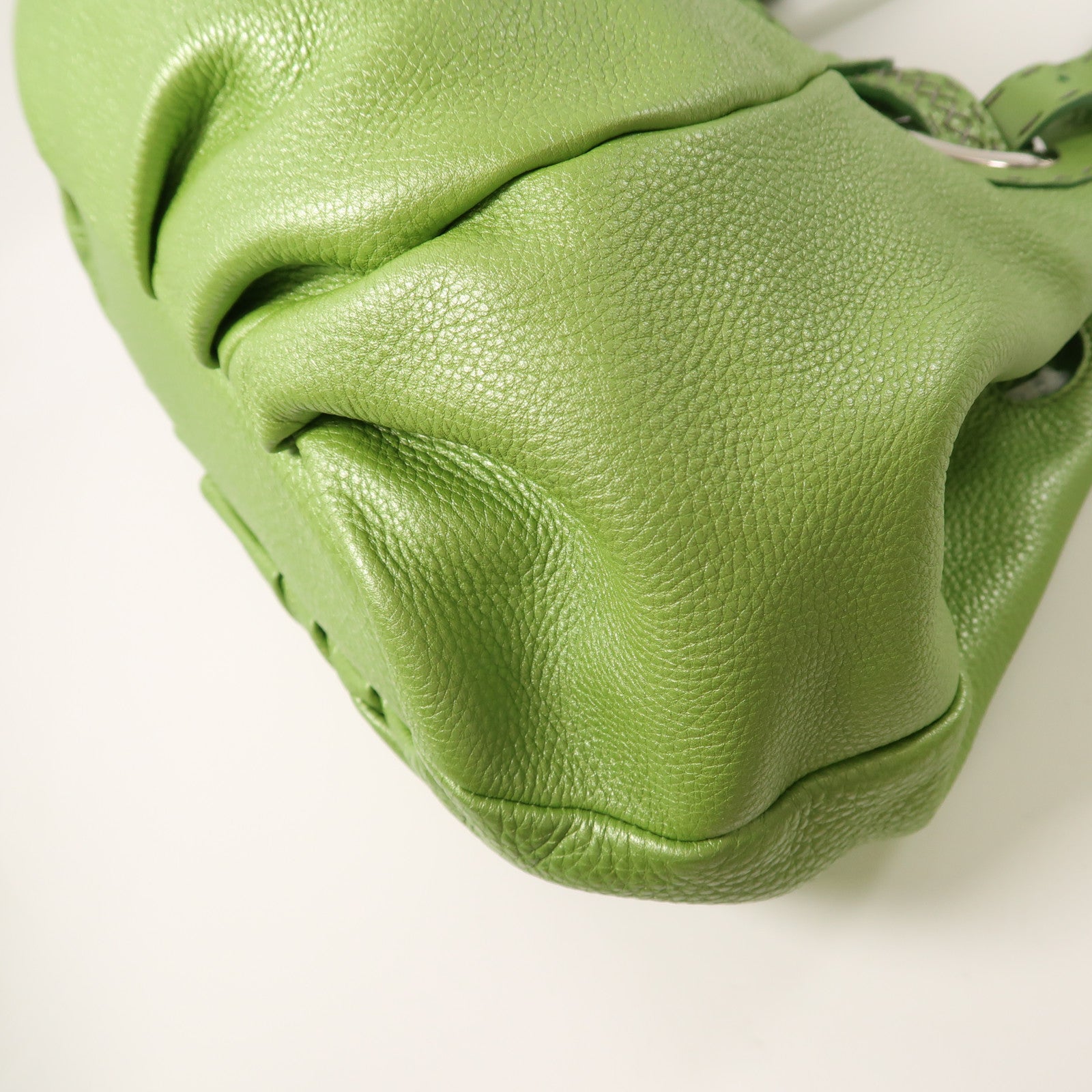 FENDI 牛皮皮革Shoulder Bag銀扣肩背袋綠色