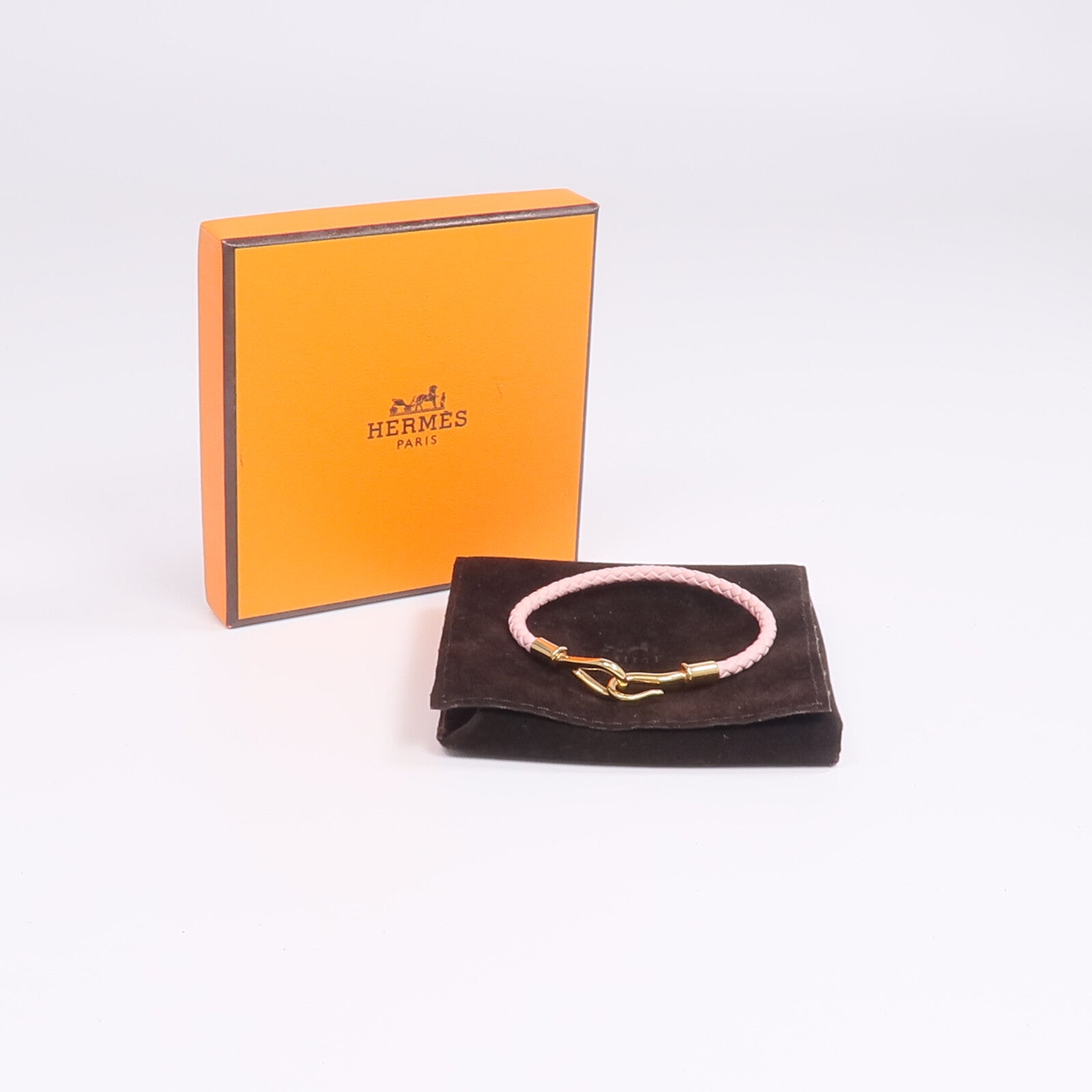 HERMES Swift皮革Jumbo H Bracelet手帶Rose Sakura