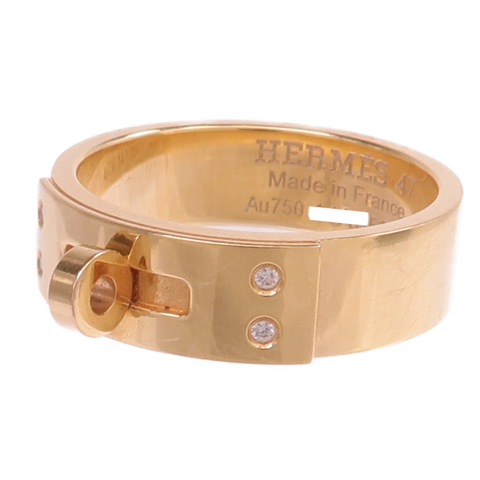 HERMES 【激減優惠】18K玫瑰金Kelly Ring鑽石戒指Hermes#47/US#4.25