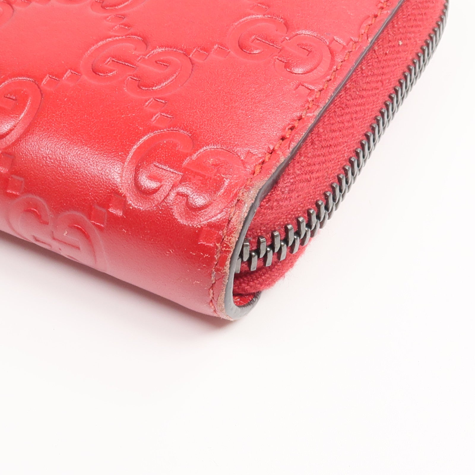 GUCCI 牛皮皮革Zipper Long Wallet銀扣長錢包
