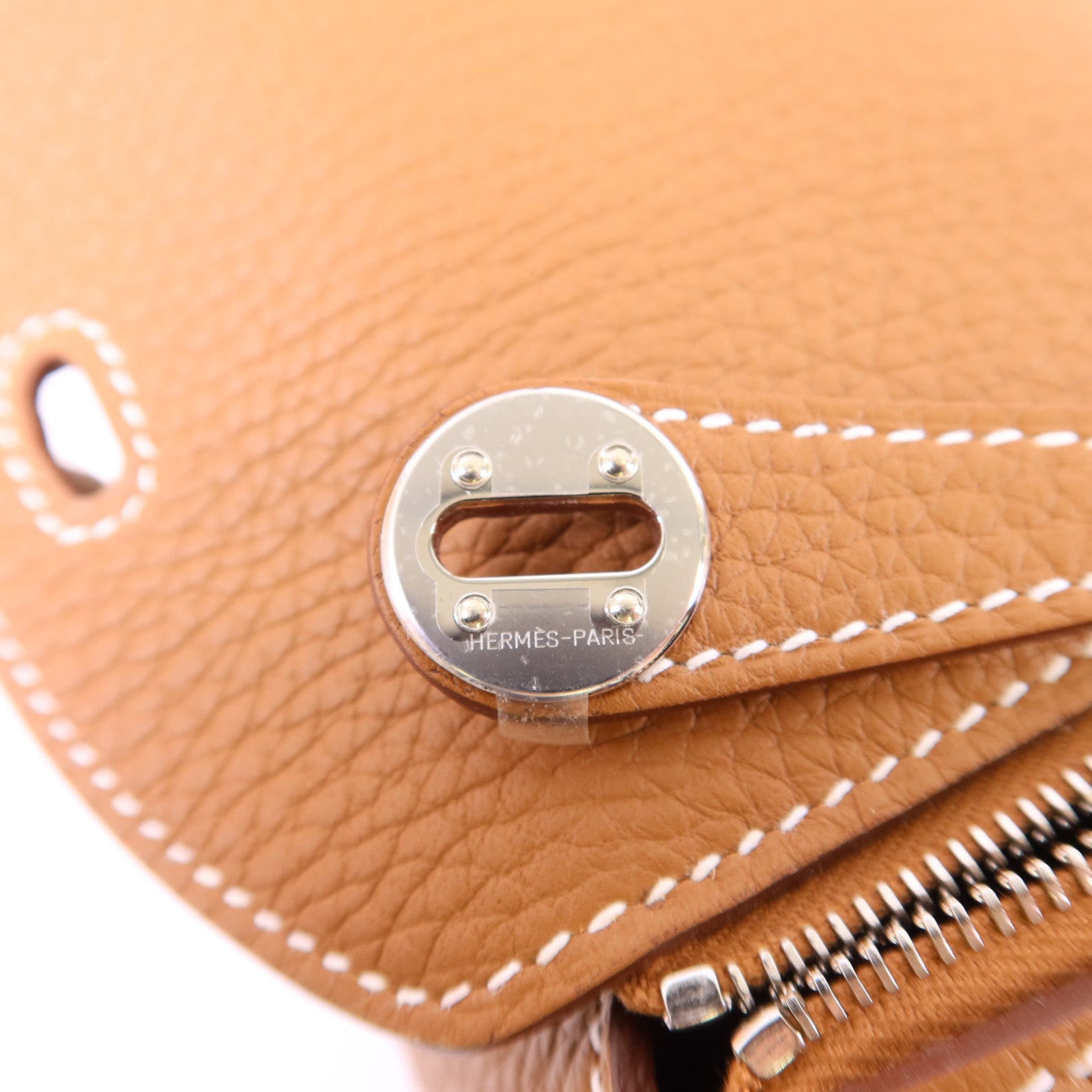 HERMES 【激減優惠】Clemence皮革Mini Lindy銀扣手挽肩背兩用袋Gold
