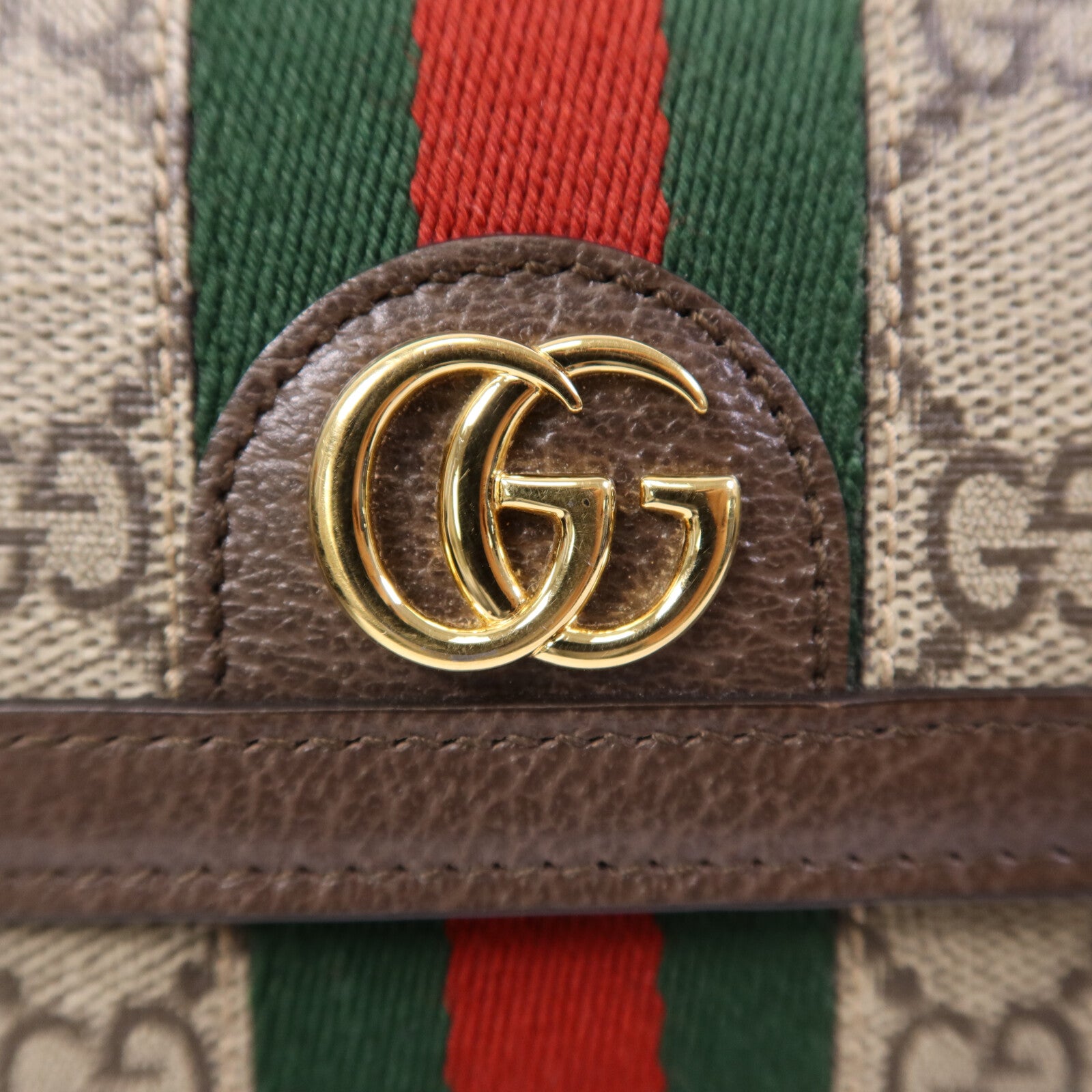 GUCCI 塗層帆布Ophidia GG金扣長錢包