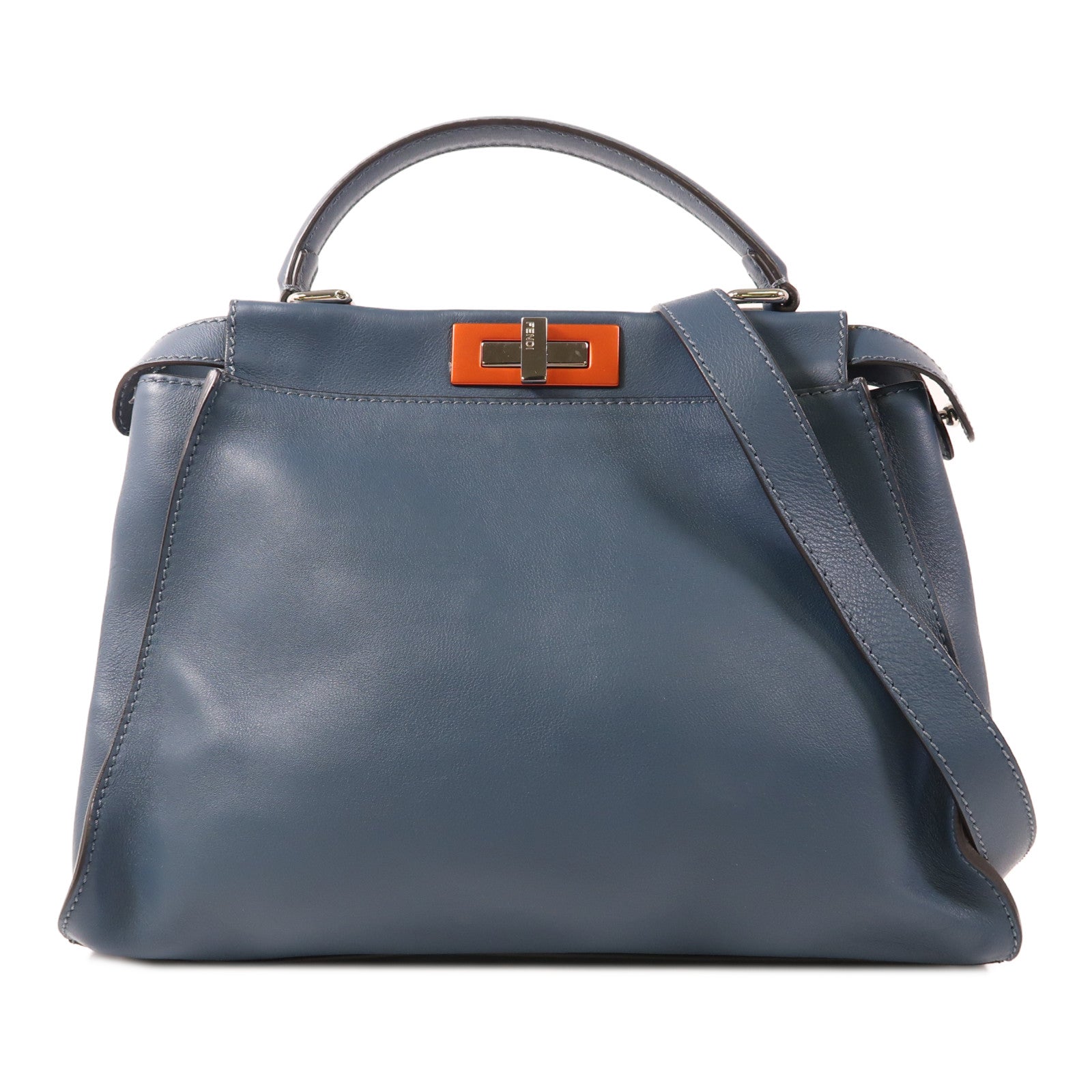FENDI 牛皮皮革Peekaboo銀扣手挽肩背兩用袋