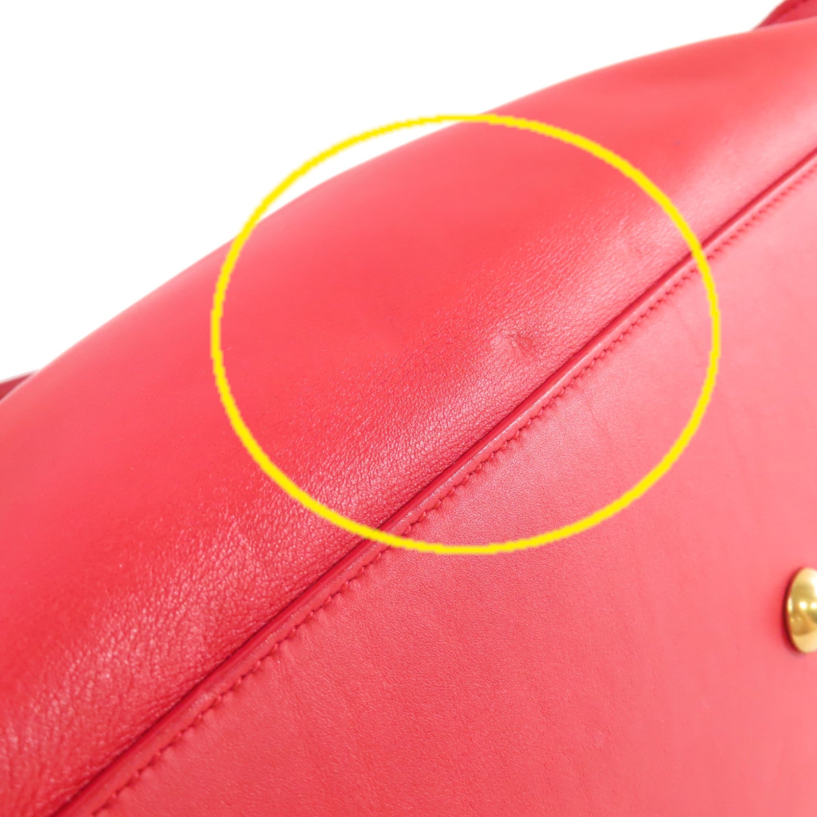 YVES SAINT LAURENT 【激減優惠】牛皮皮革2Way Shoulder Bag金扣手挽肩背兩用袋紅色