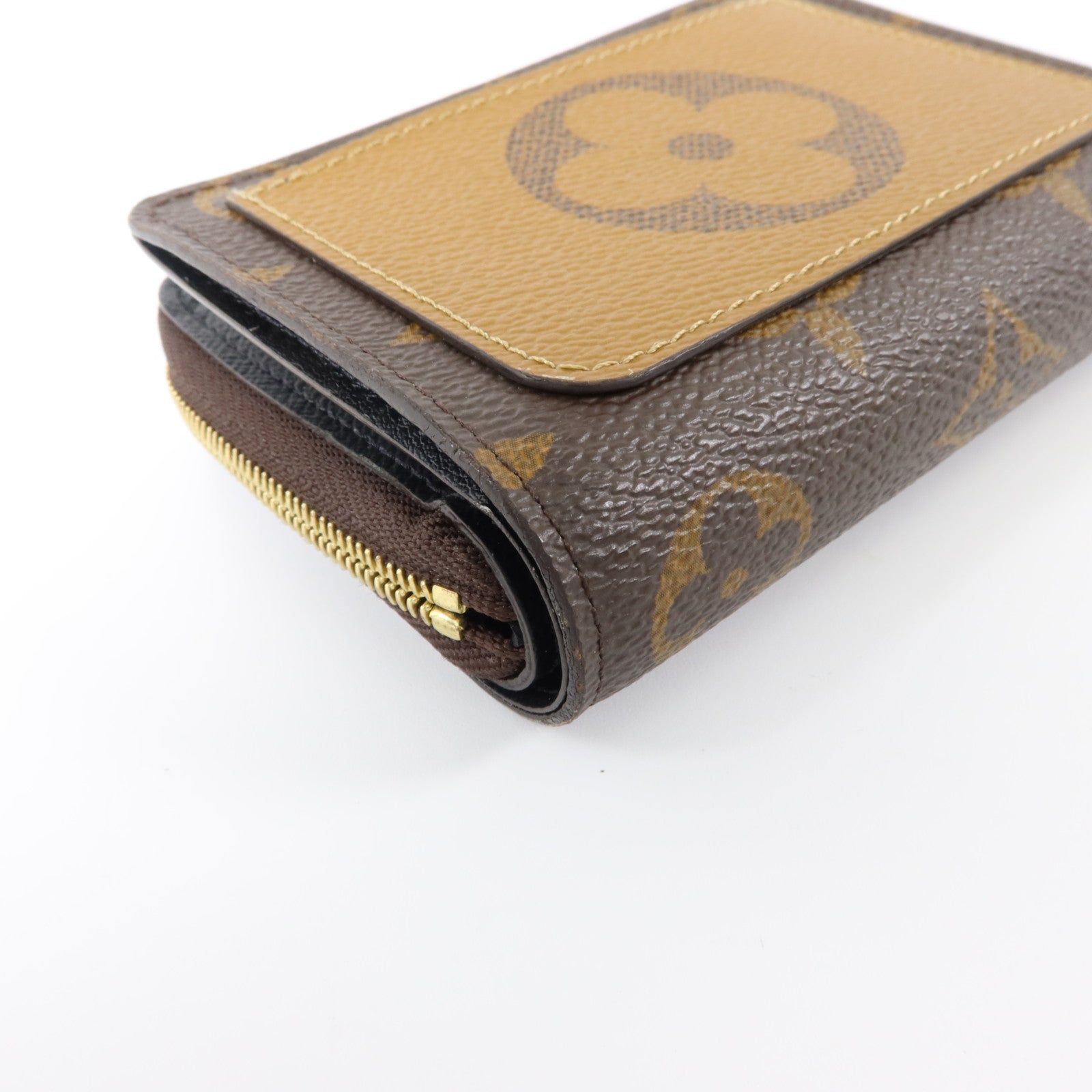 LOUIS VUITTON Monogram Reverse Lou Wallet金扣錢包