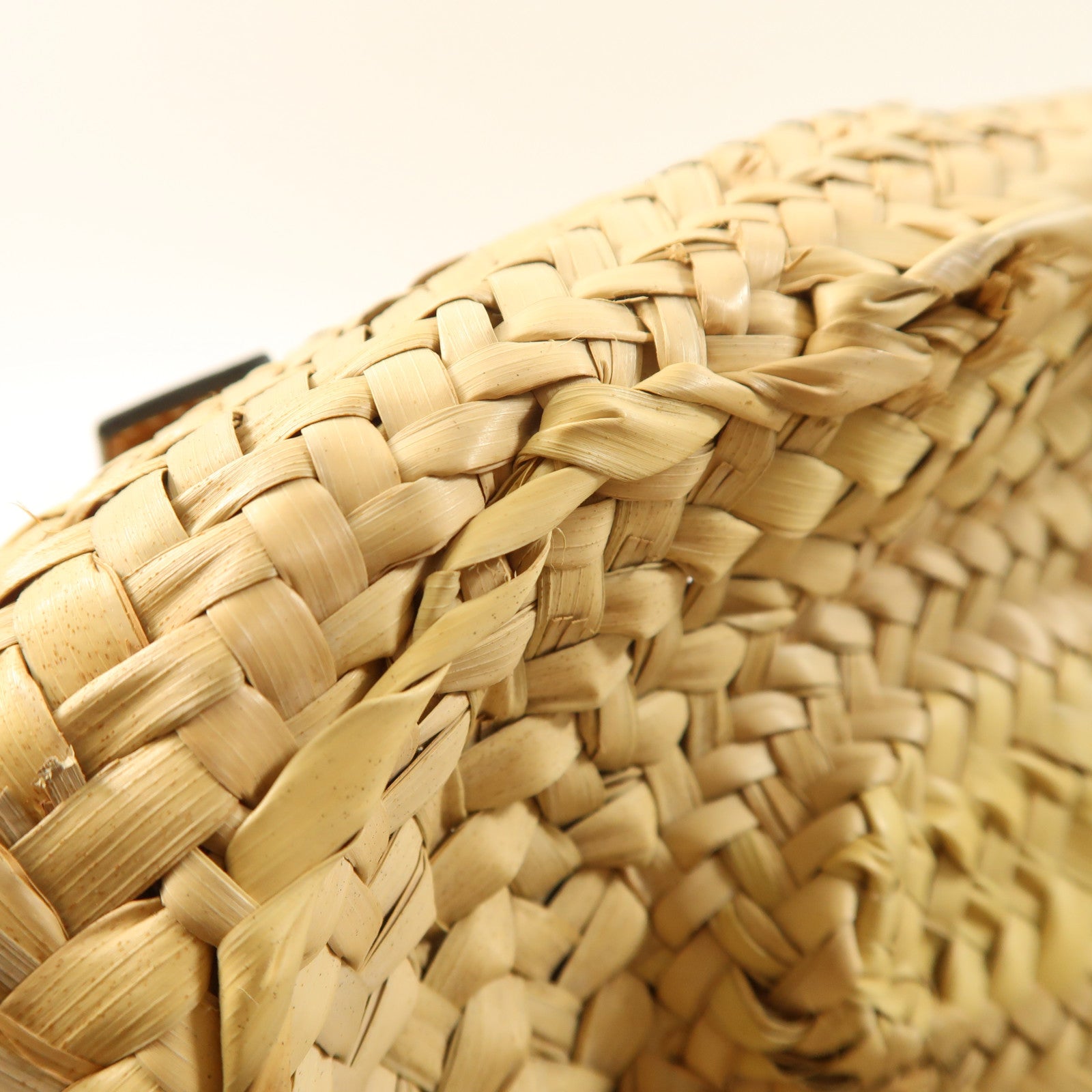 LOEWE Raffia Leather Trimmed Basket Bag銀扣肩背袋