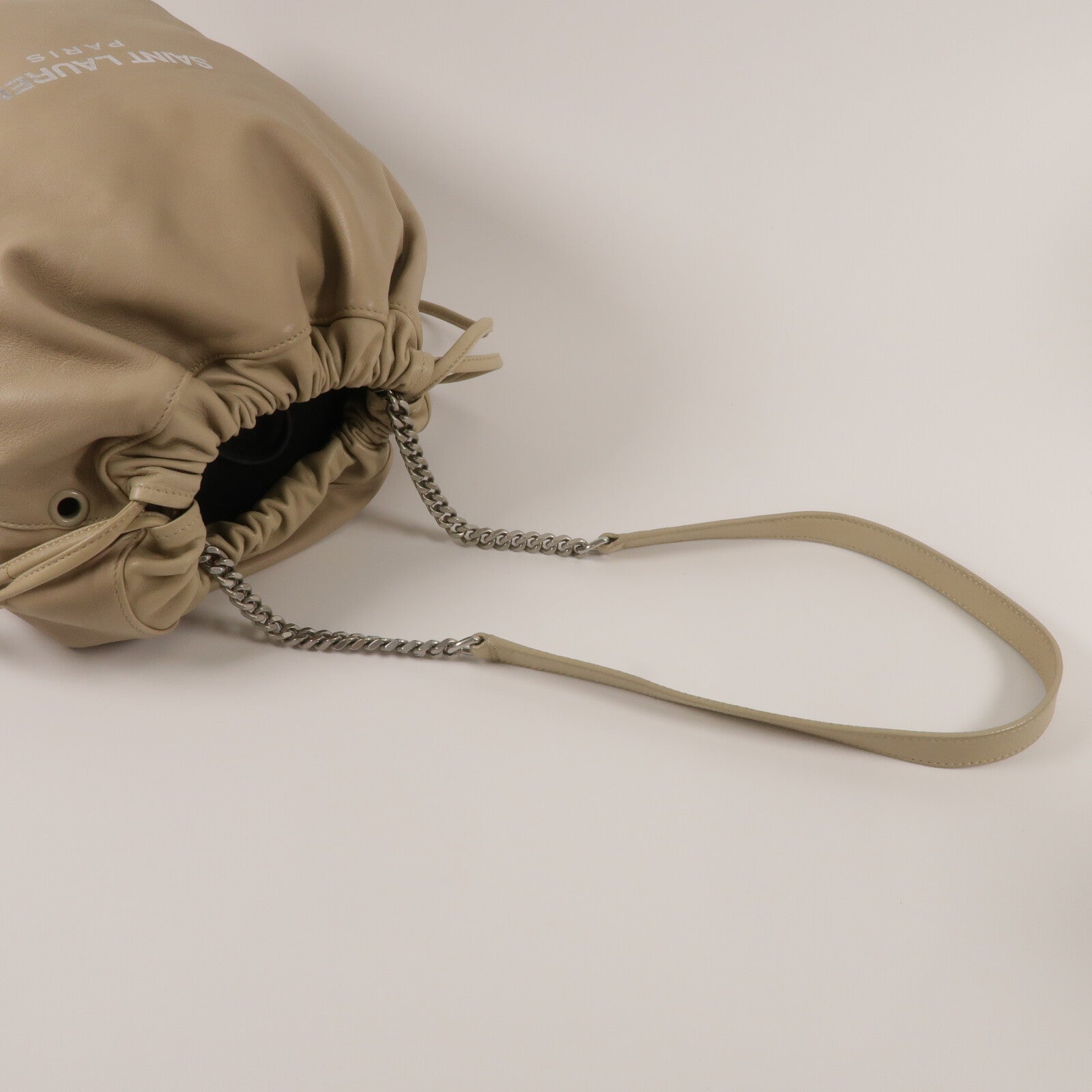 SAINT LAURENT 羊皮皮革Teddy Bucket鏈帶肩背袋